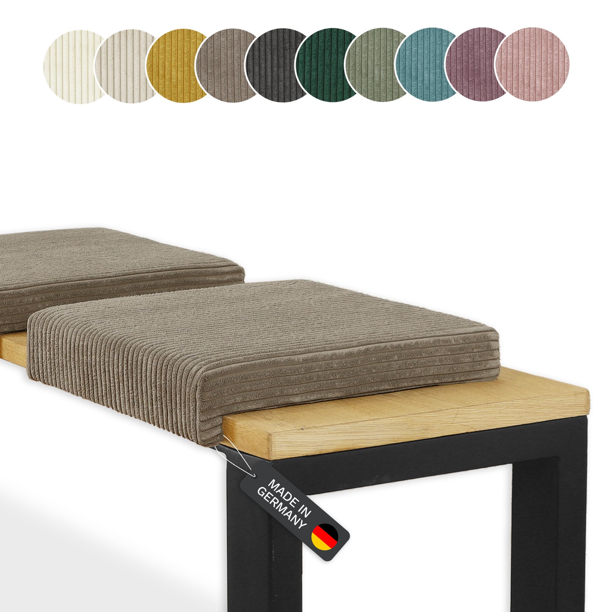 Lycce Klemmkissen Sitzkissen mit 1 Leiste, Cordstoff extra Polsterung - Bild 1