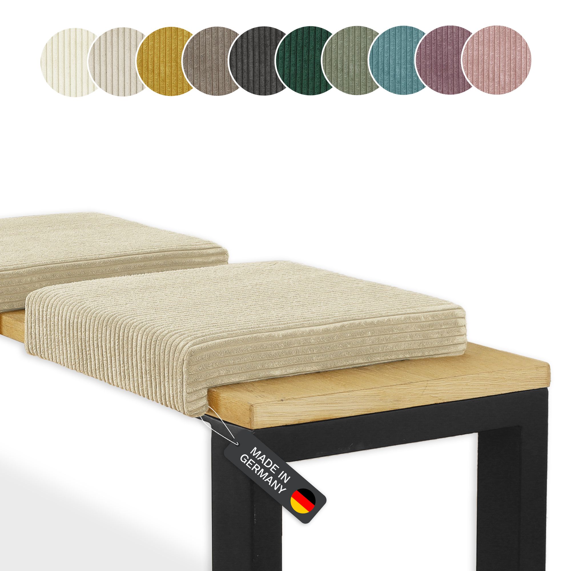 Lycce Klemmkissen Sitzkissen mit 1 Leiste, Cordstoff extra Polsterung - Bild 1