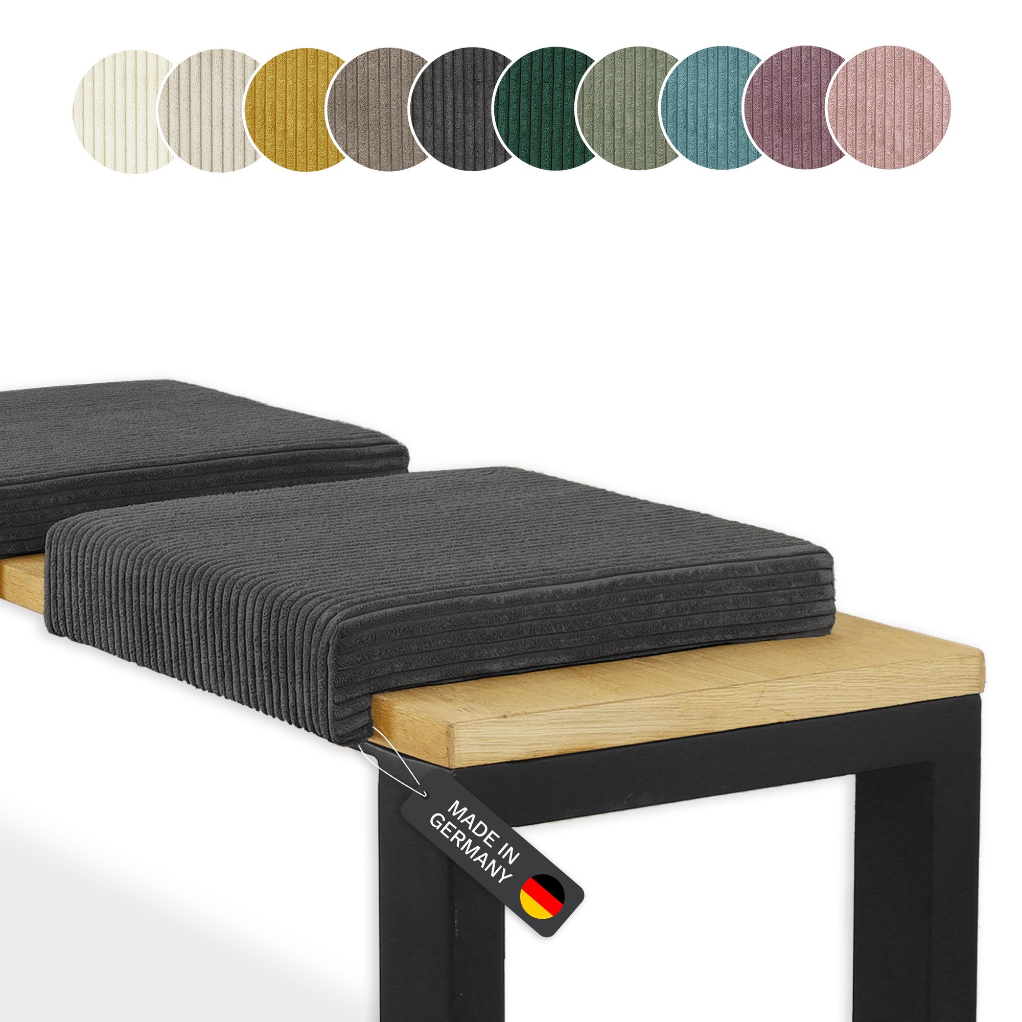 Lycce Klemmkissen Sitzkissen mit 1 Leiste, Cordstoff extra Polsterung - Bild 1