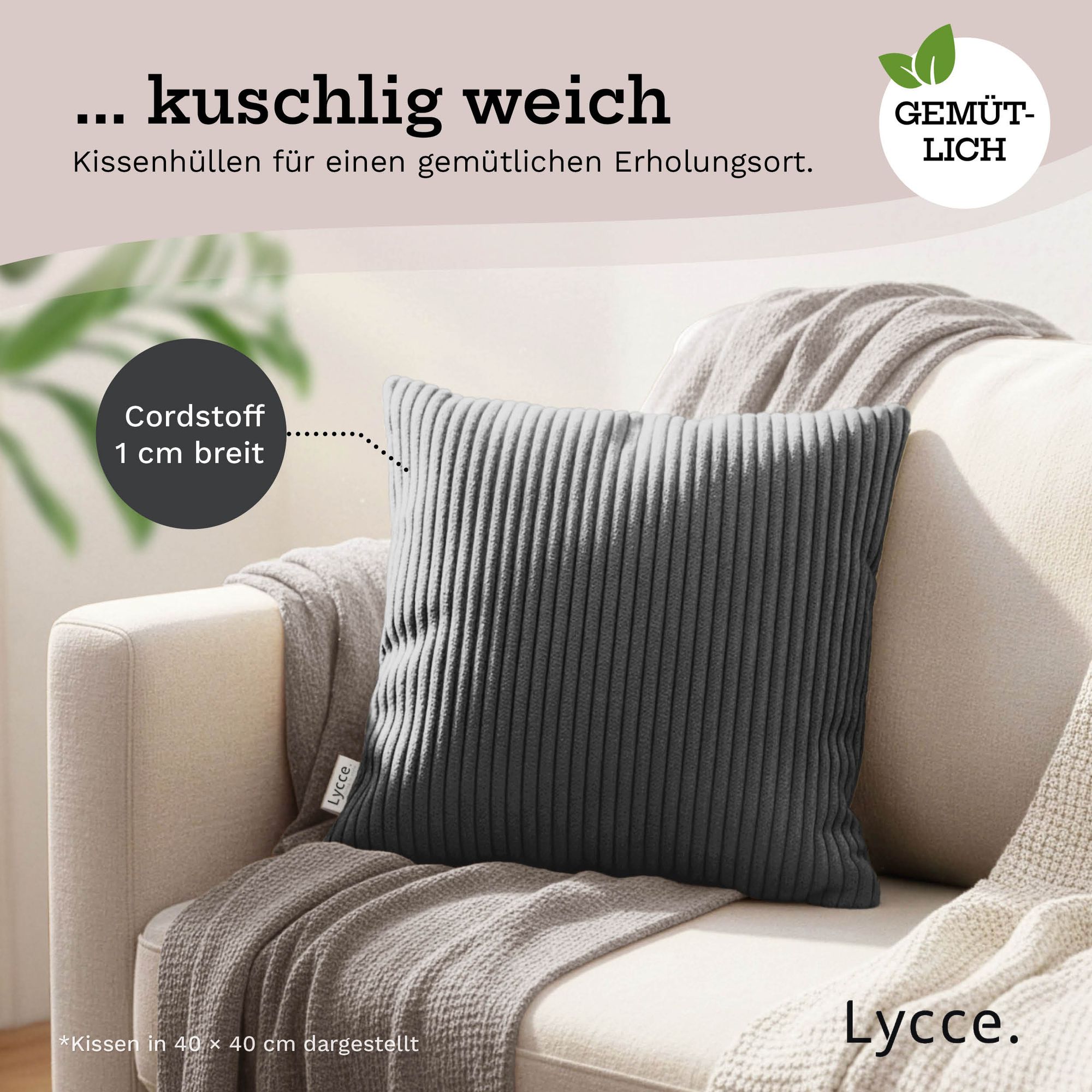 Lycce Kissenbezug aus trendigem Cordstoff (50 x 50 cm) online kaufen bei Netto