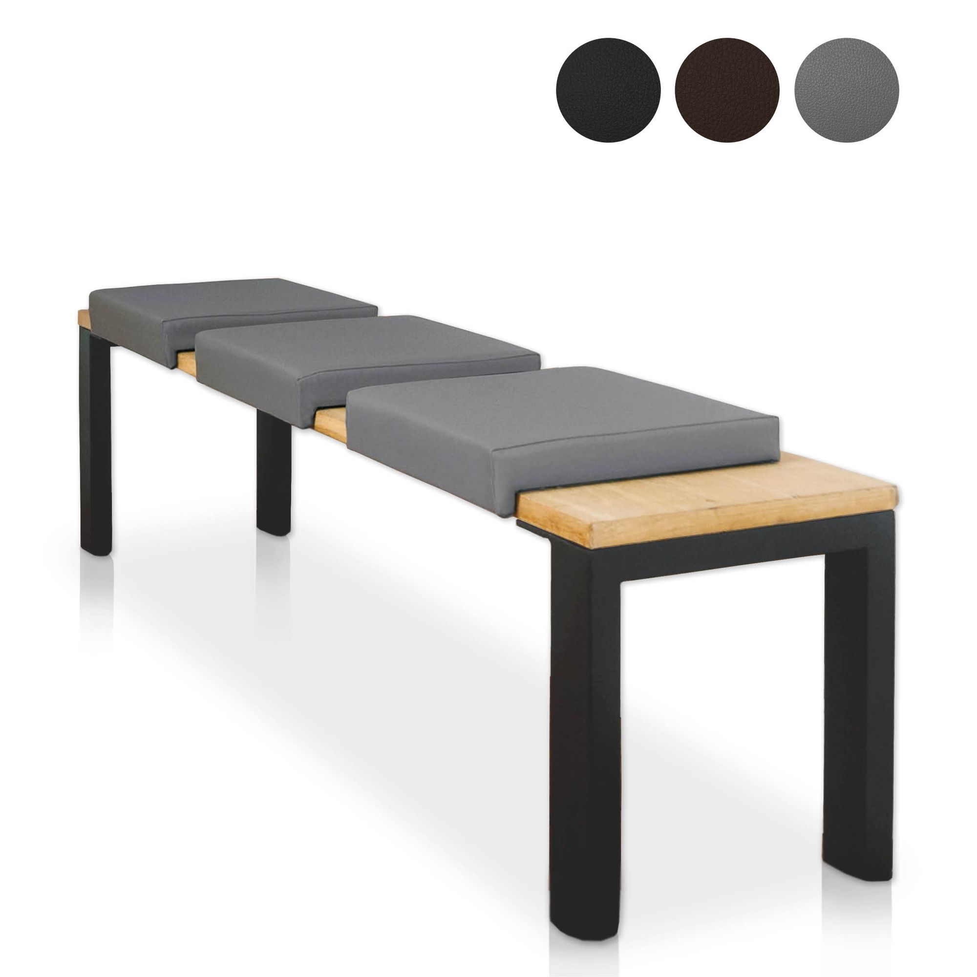 Lycce Bankauflage Kunstleder Klemmkissen 1 Leiste, extra weiche Polsterung (6cm H&ouml;he), Sitzkissen Bank rutschfest, 100.000 Scheuertouren, Banktiefe ab 35 cm - Bild 1