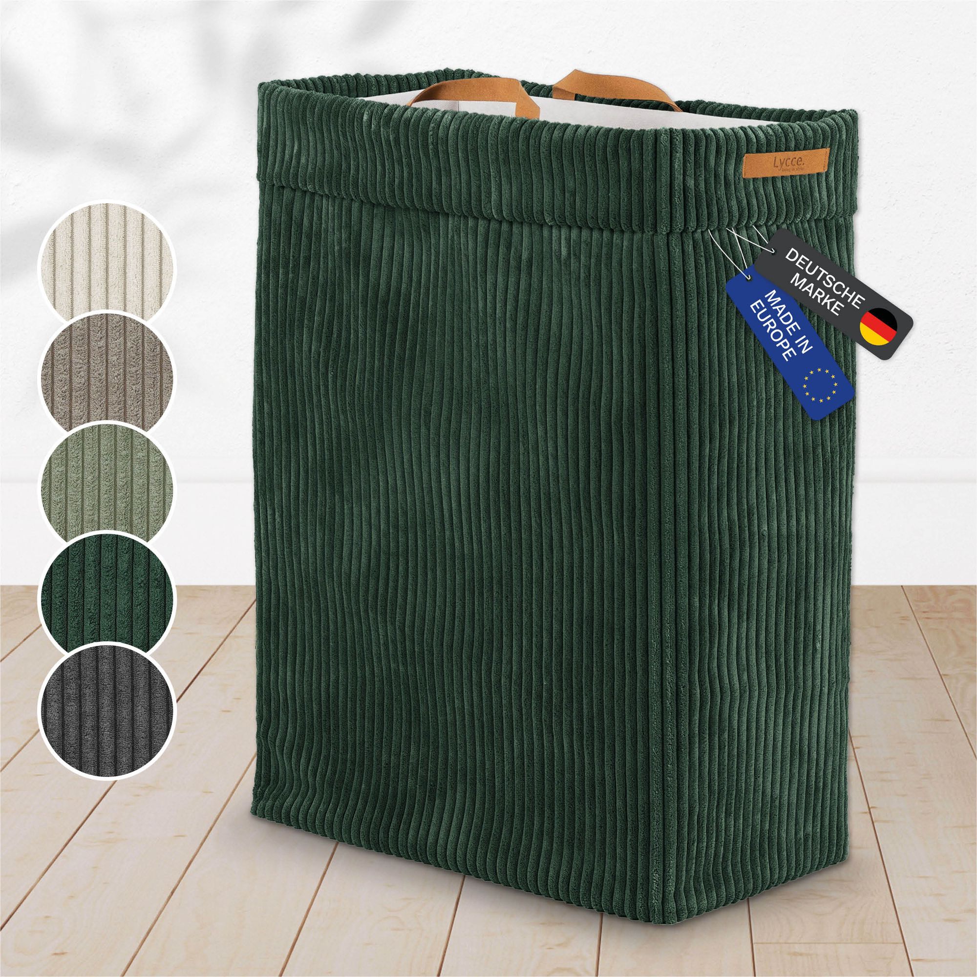 Lycce W&auml;schekorb Cord &ndash; Nischenw&auml;schekorb | platzsparend & praktisch | waschbare Bez&uuml;ge | faltbarer W&auml;schesammler | Schlafzimmer, Kinderzimmer & Badezimmer - Bild 1