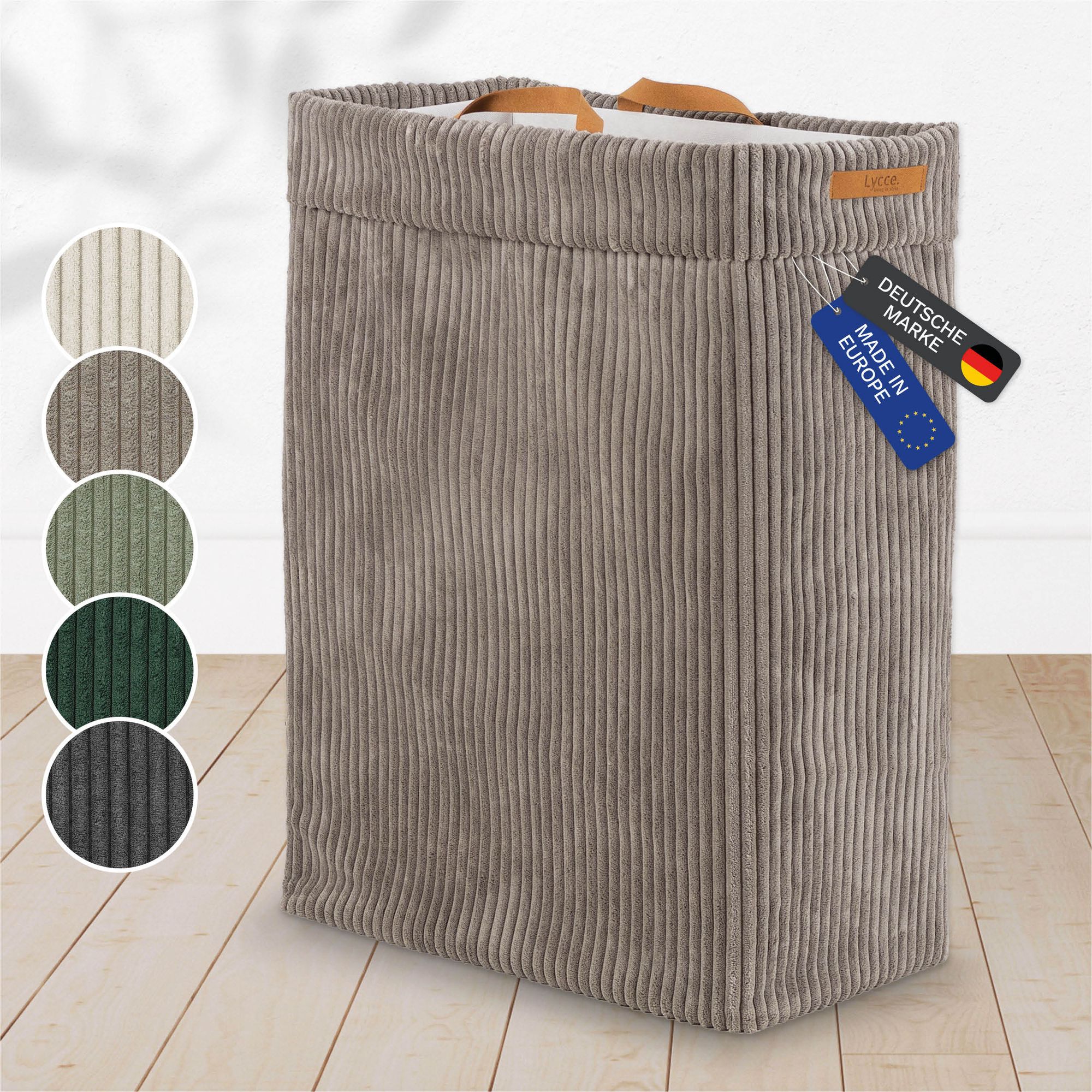 Lycce W&auml;schekorb Cord &ndash; Nischenw&auml;schekorb | platzsparend & praktisch | waschbare Bez&uuml;ge | faltbarer W&auml;schesammler | Schlafzimmer, Kinderzimmer & Badezimmer - Bild 1