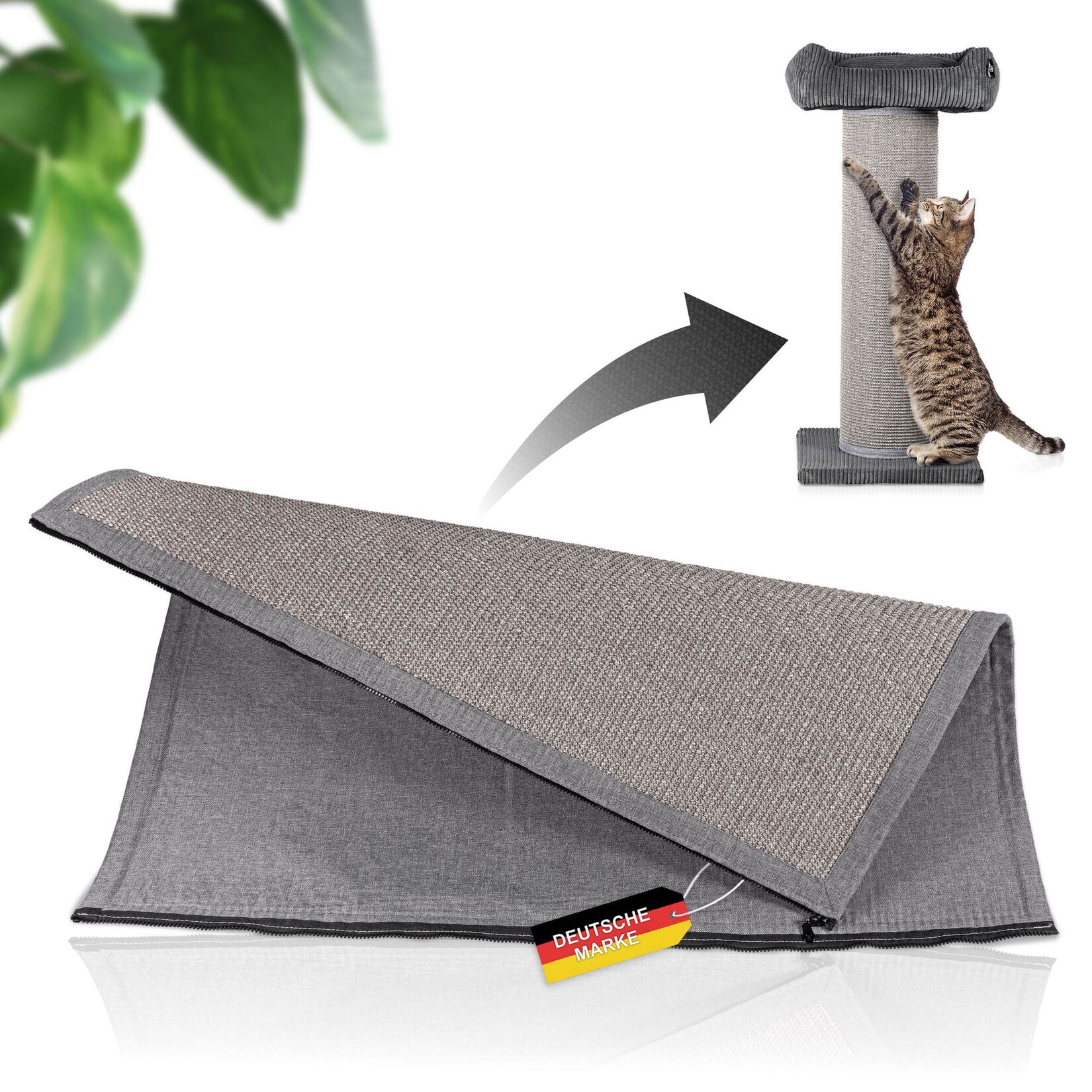 Rohrschneider XXL Kratzbaum FRIEDA – Kratztonne XXL austauschbare Kratzmatten stabil extra breite Säule Cord-Bezug waschbar Kratzbaum für große, mittlere und kleine Katzen Cord