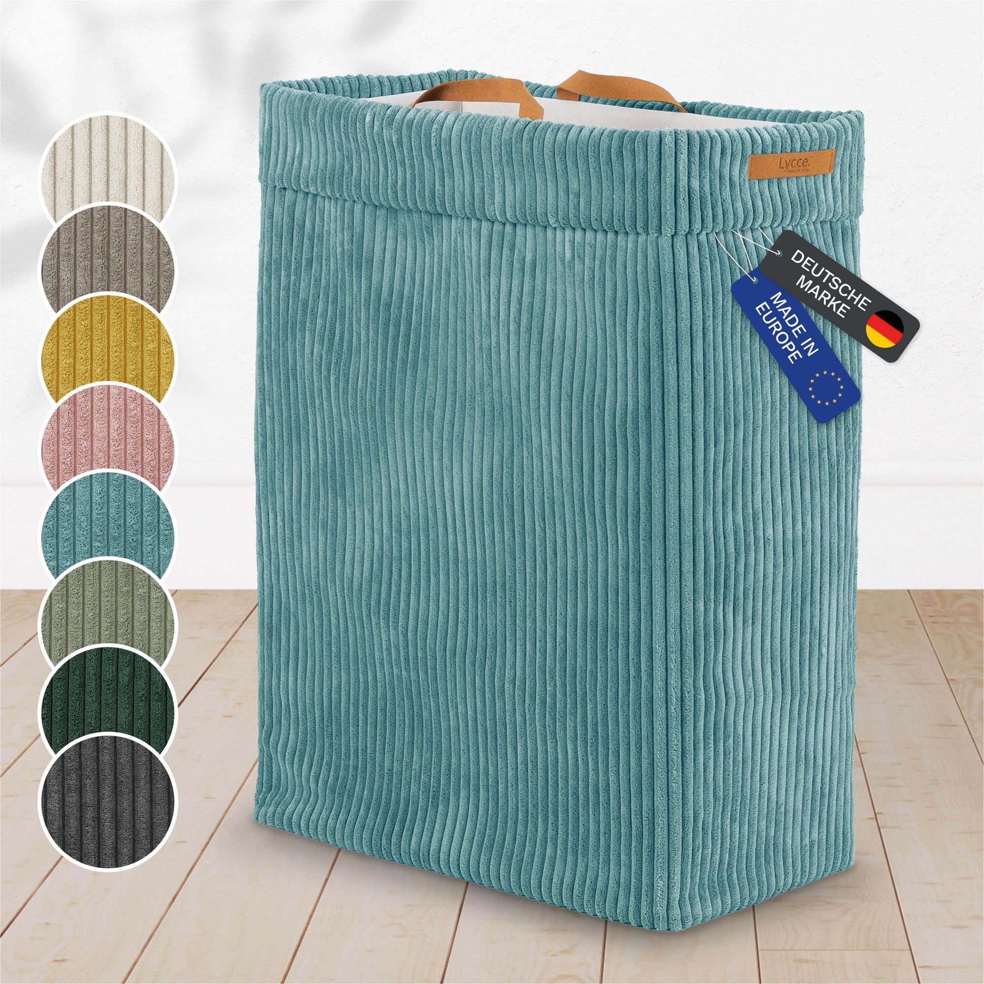 Lycce W&auml;schekorb Cord &ndash; Nischenw&auml;schekorb | platzsparend & praktisch | waschbare Bez&uuml;ge | faltbarer W&auml;schesammler | Schlafzimmer, Kinderzimmer & Badezimmer - Bild 1