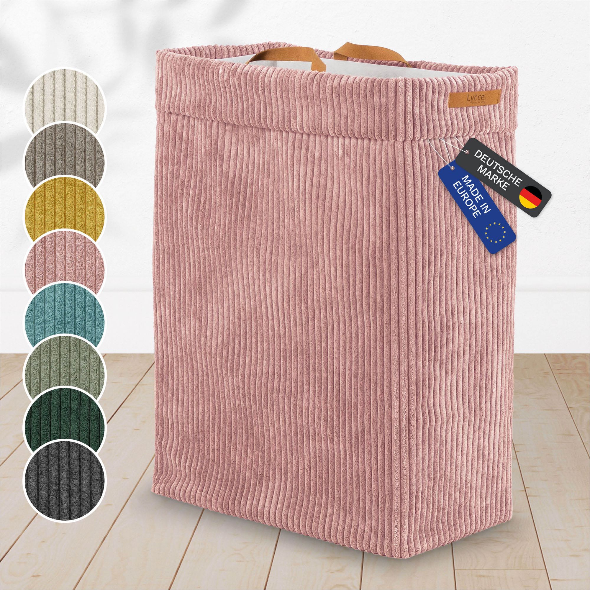 Lycce W&auml;schekorb Cord &ndash; Nischenw&auml;schekorb | platzsparend & praktisch | waschbare Bez&uuml;ge | faltbarer W&auml;schesammler | Schlafzimmer, Kinderzimmer & Badezimmer - Bild 1