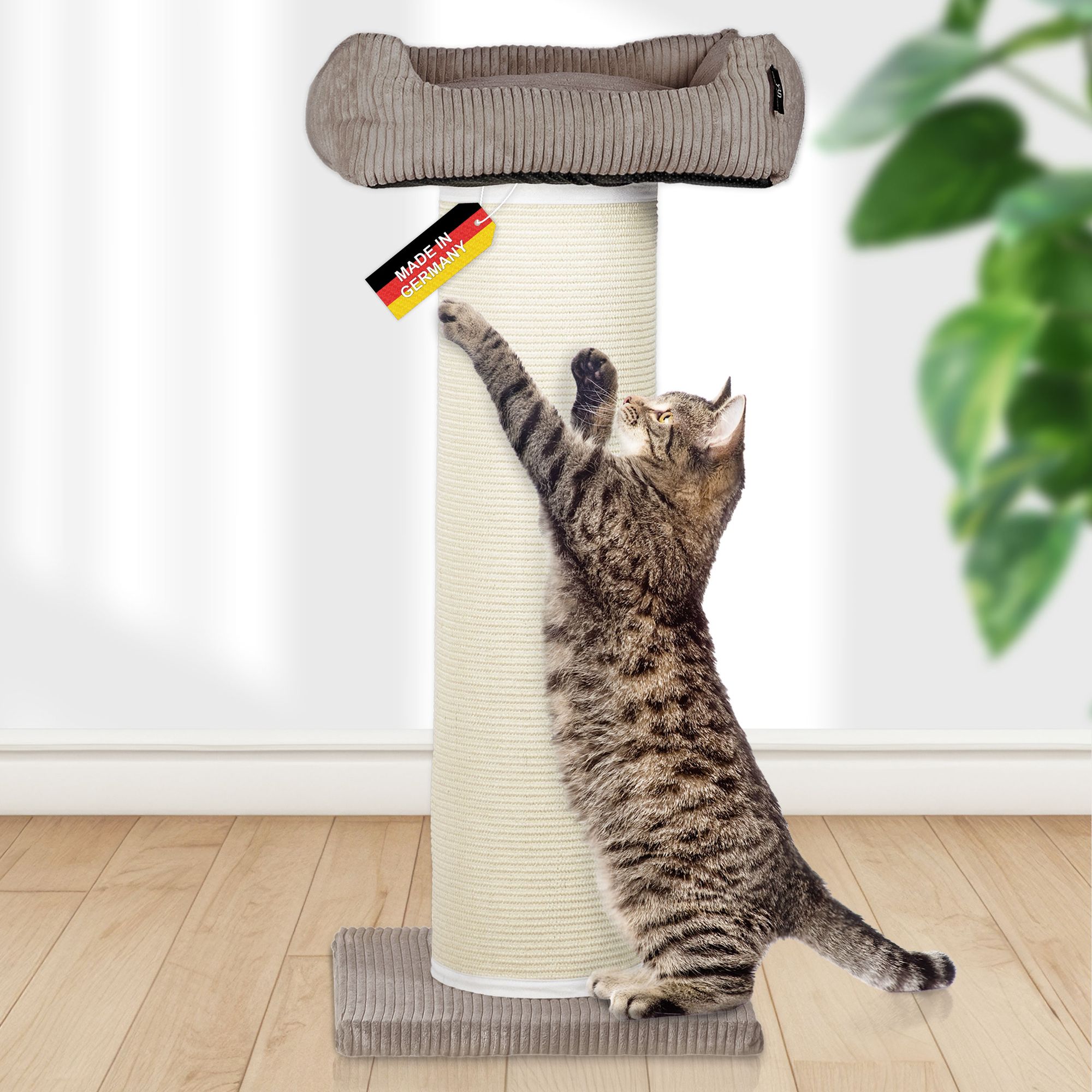 Rohrschneider XXL Kratzbaum FRIEDA &ndash; Kratztonne XXL | austauschbare Kratzmatten | stabil | extra breite S&auml;ule | Cord-Bezug waschbar | Kratzbaum f&uuml;r gro&szlig;e, mittlere und kleine Katzen | Cord - Bild 1