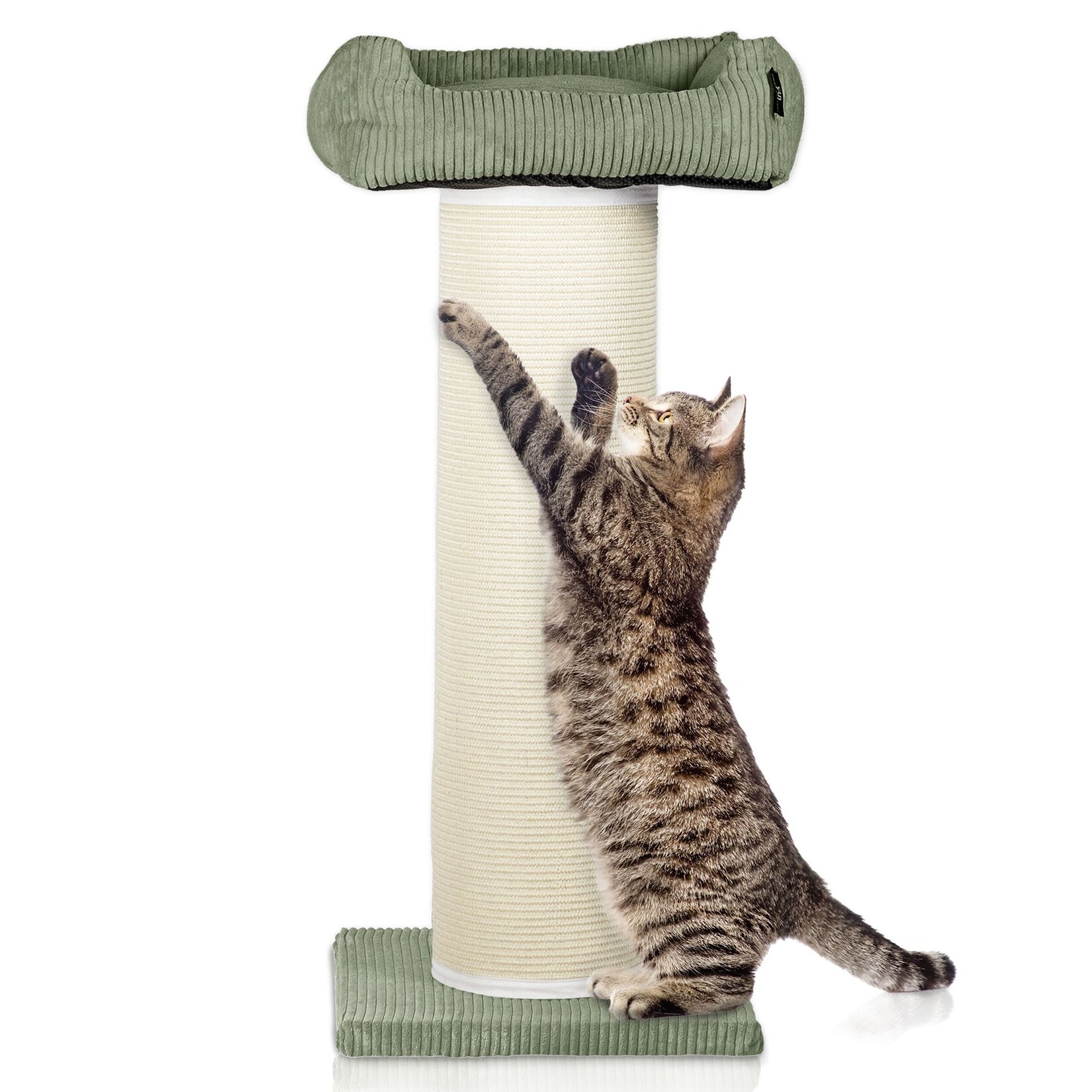 Rohrschneider XXL Kratzbaum FRIEDA – Kratztonne XXL austauschbare Kratzmatten stabil extra breite Säule Cord-Bezug waschbar Kratzbaum für große, mittlere und kleine Katzen Cord