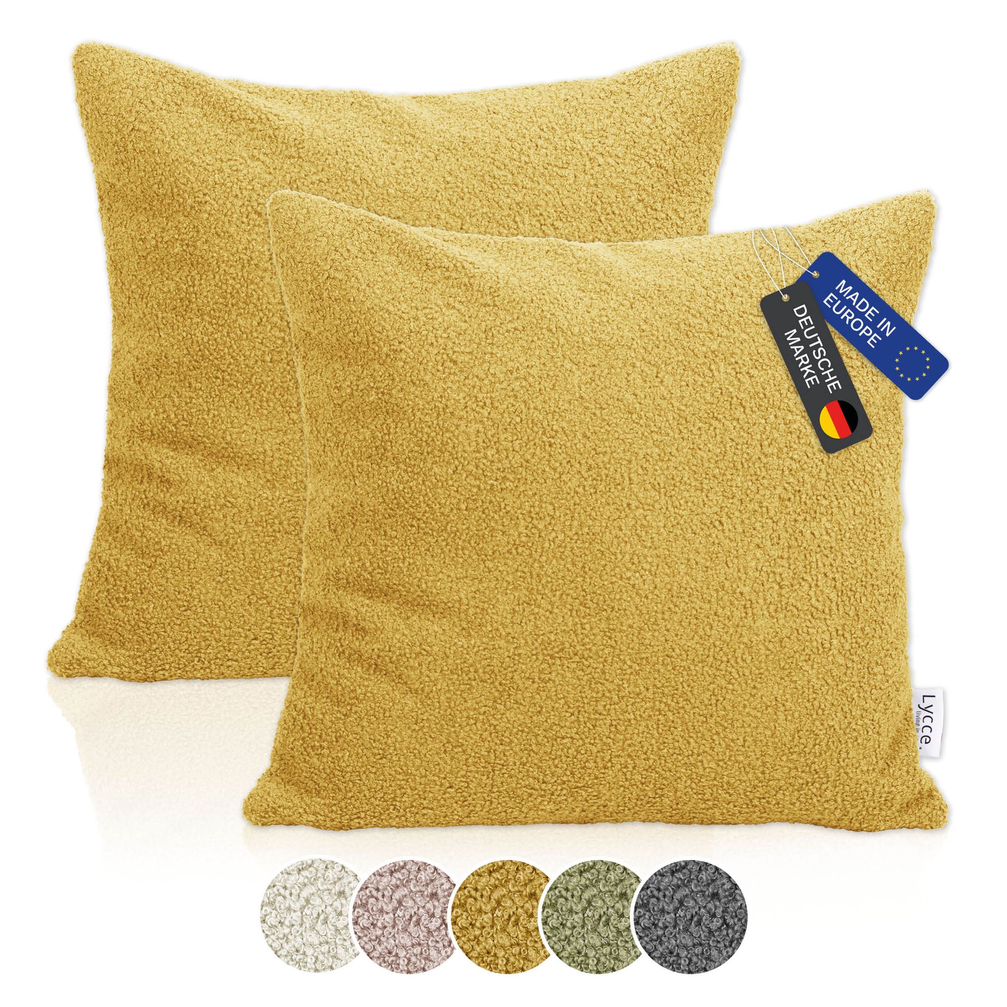 Lycce 2er Set Kissenh&uuml;lle Boucl&eacute; 50x50 cm &ndash; Kissenbezug f&uuml;r Dekokissen | dekorative Zierkissen & -h&uuml;llen | mit Rei&szlig;verschluss | vielseitig kombinierbar | Schlafzimmer, Esszimmer & Wohnzimmer | Boucl&eacute; - Bild 1