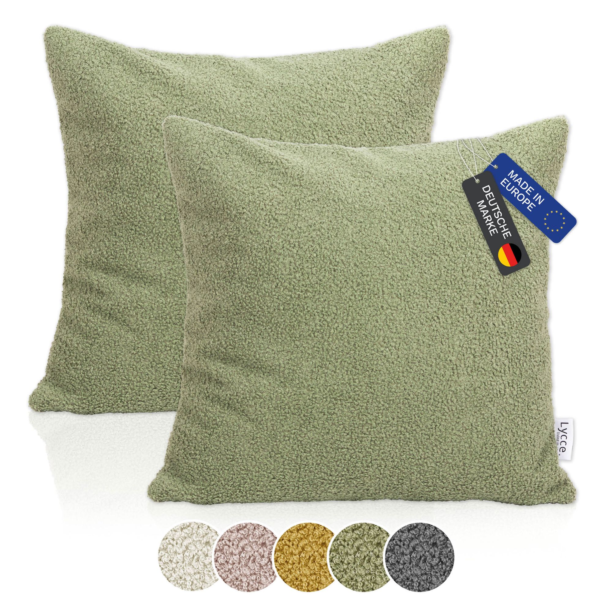 Lycce 2er Set Kissenh&uuml;lle Boucl&eacute; 50x50 cm &ndash; Kissenbezug f&uuml;r Dekokissen | dekorative Zierkissen & -h&uuml;llen | mit Rei&szlig;verschluss | vielseitig kombinierbar | Schlafzimmer, Esszimmer & Wohnzimmer | Boucl&eacute; - Bild 1