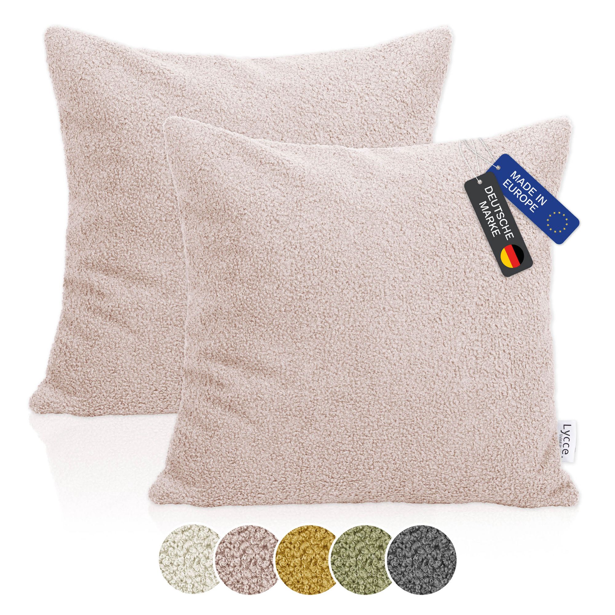 Lycce 2er Set Kissenh&uuml;lle Boucl&eacute; 50x50 cm &ndash; Kissenbezug f&uuml;r Dekokissen - Bild 1
