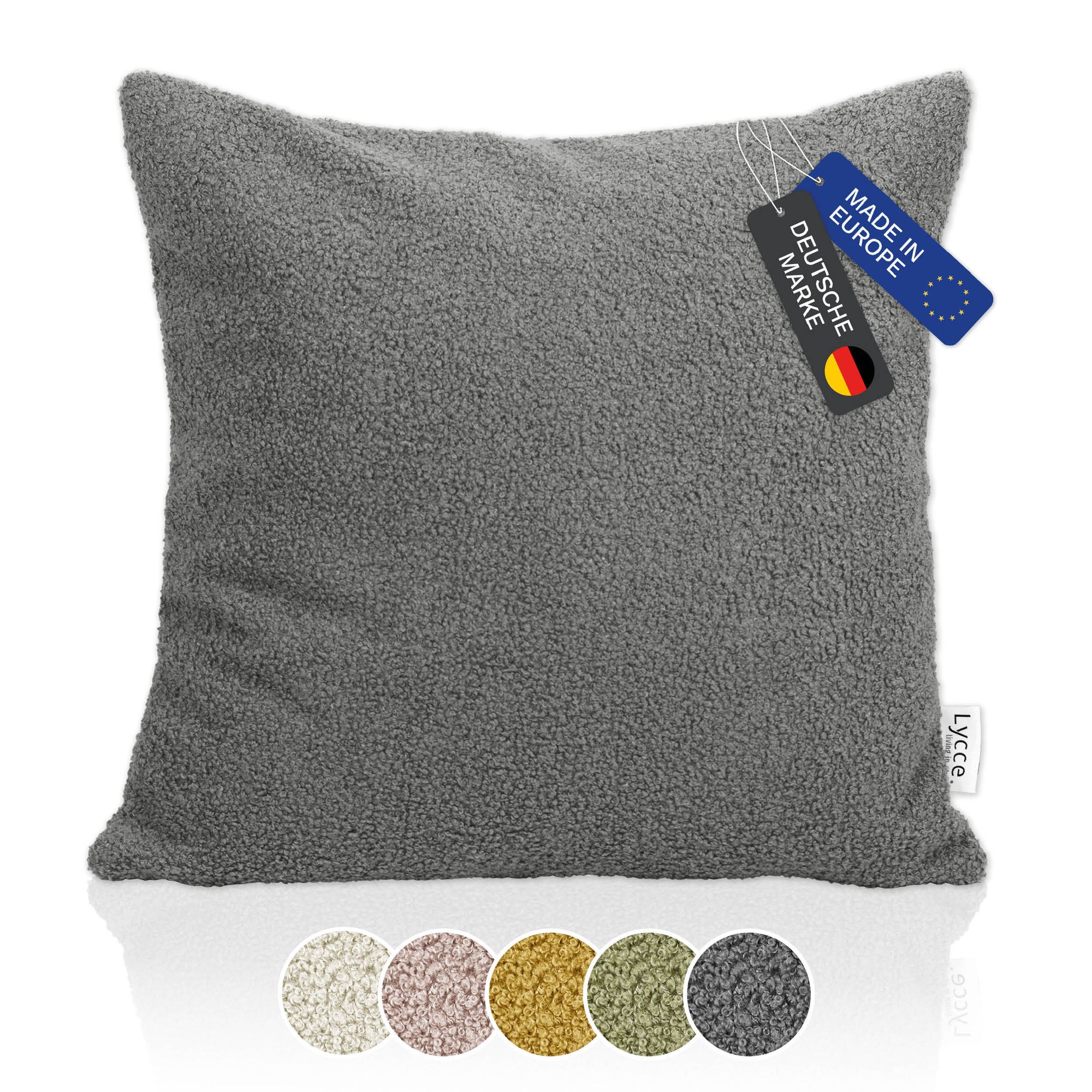 Lycce Kissenh&uuml;lle Boucl&eacute; &ndash; Kissenbezug f&uuml;r Dekokissen | dekorative Zierkissen & -h&uuml;llen | mit Rei&szlig;verschluss | vielseitig kombinierbar | Kinderzimmer, Schlafzimmer, Esszimmer & Wohnzimmer | Boucl&eacute; - Bild 1