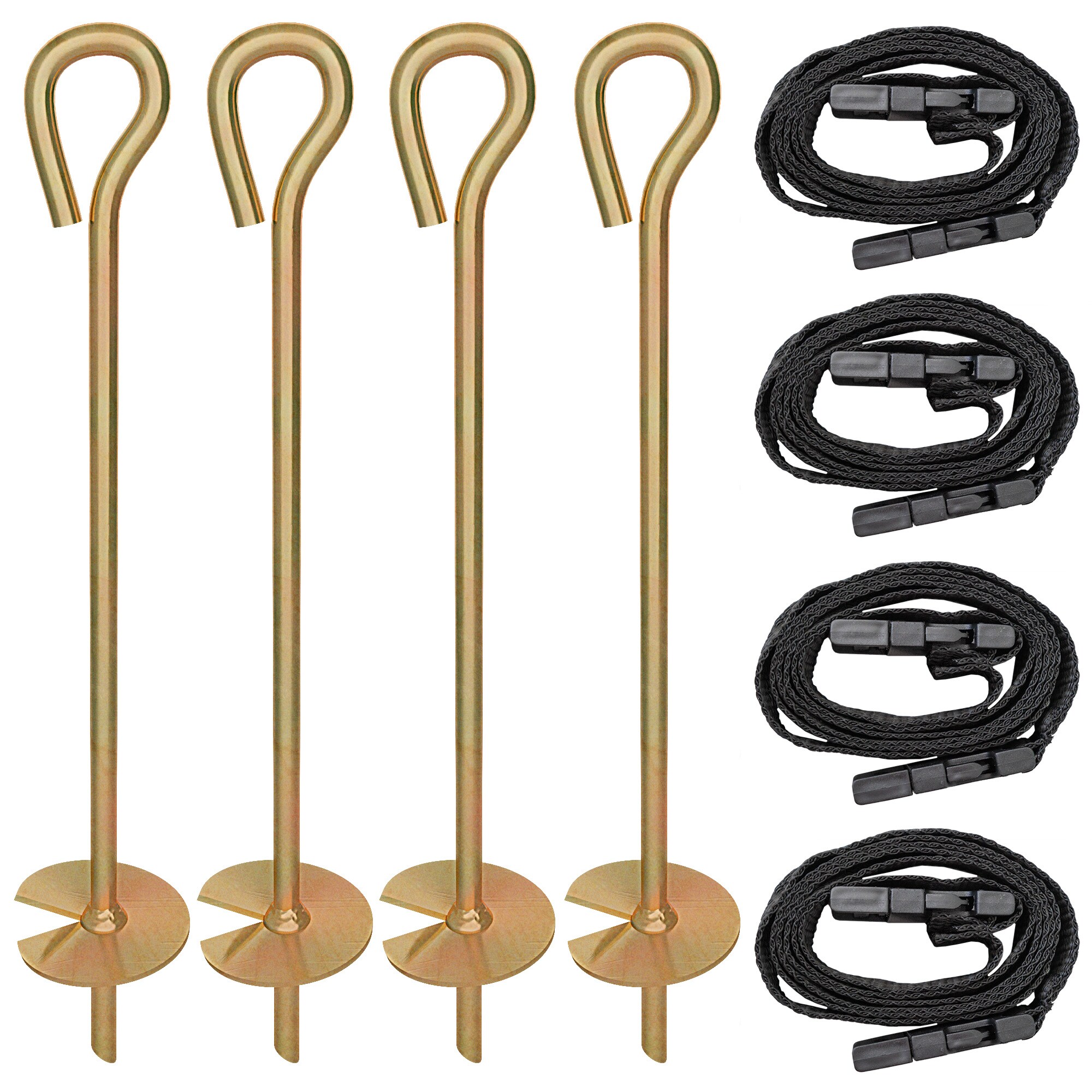 KINETIC SPORTS Trampolin Bodenanker - Sturmanker zum Eindrehen mit verstellbarem Gurt, Erdanker Erdnagel verzinkt, f&uuml;r Schaukel |  4 St&uuml;ck (1er Pack) - Bild 1