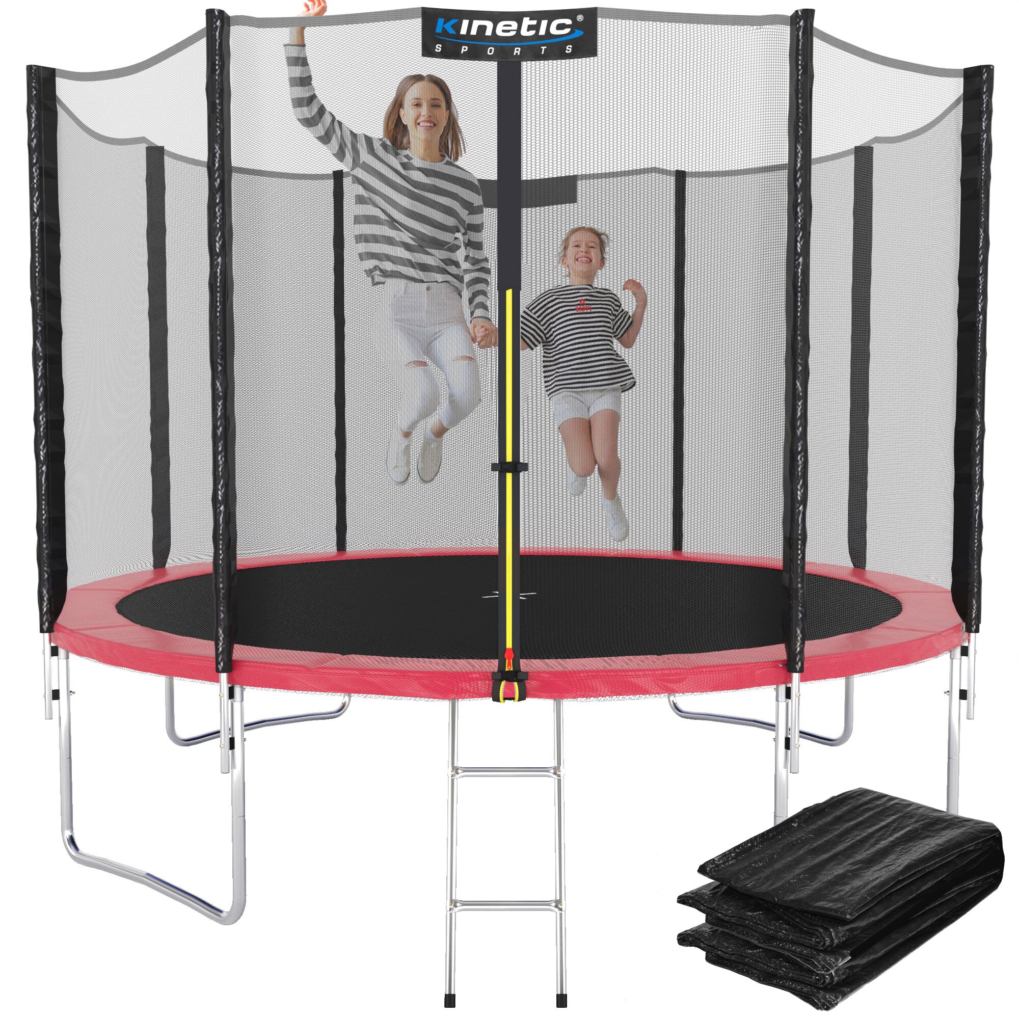 KINETIC SPORTS Trampolin Outdoor 'Salto Plus' &Oslash; 183/244/305/366/400/430/490 cm - Komplett-Set f&uuml;r Kinder, USA Sprungtuch, Netz, Randpolster, Leiter - bis zu 160kg | Pink-2 &Oslash; 244 cm &Oslash; 244 cm, Pink-2 - Bild 1