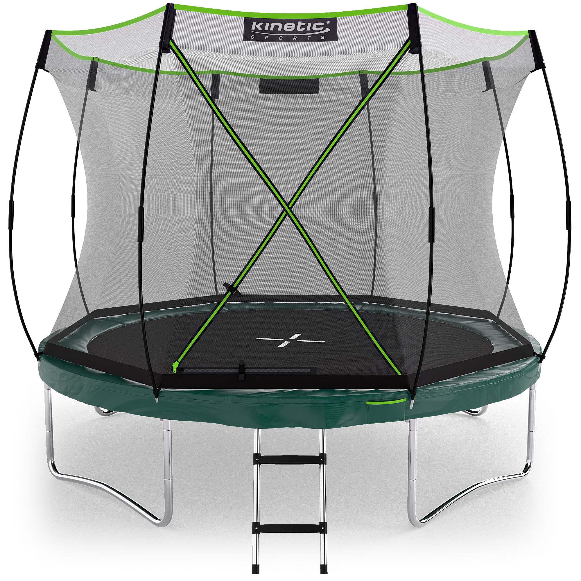 KINETIC SPORTS Trampolin Federlos-Design 'Bungee Safety Elite' - Outdoor Gartentrampolin f&uuml;r Kinder | Dunkelgr&uuml;n &Oslash; 244 cm &Oslash; 244 cm - Bild 1