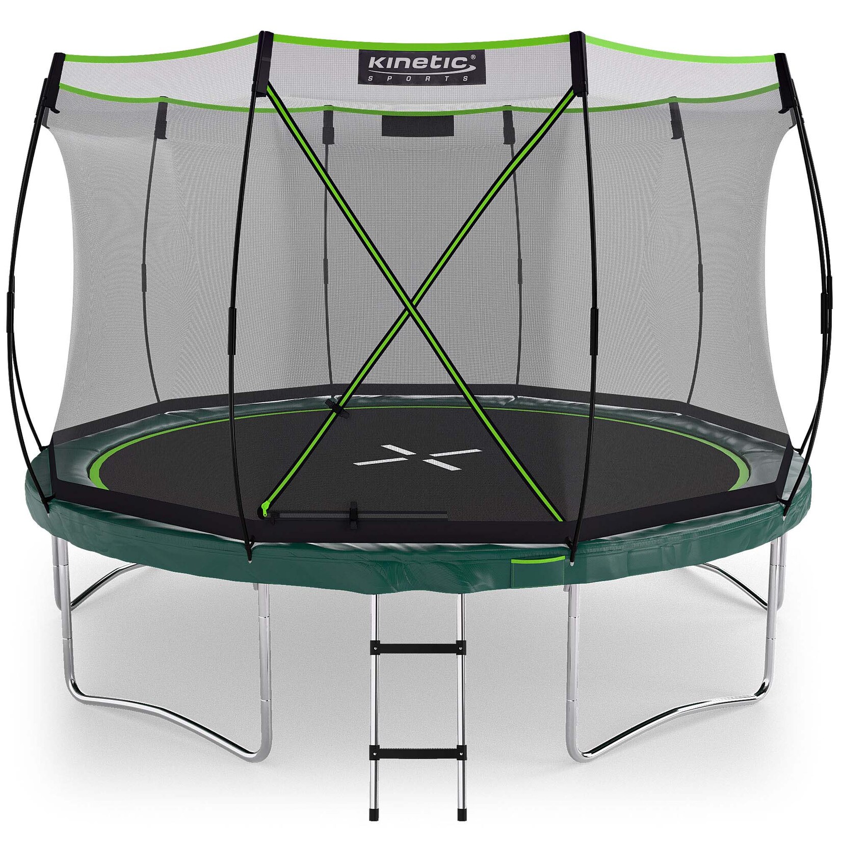 KINETIC SPORTS Trampolin Federlos-Design 'Bungee Safety Elite' - Outdoor Gartentrampolin für Kinder Dunkelgrün Ø 366 cm Ø 366 cm