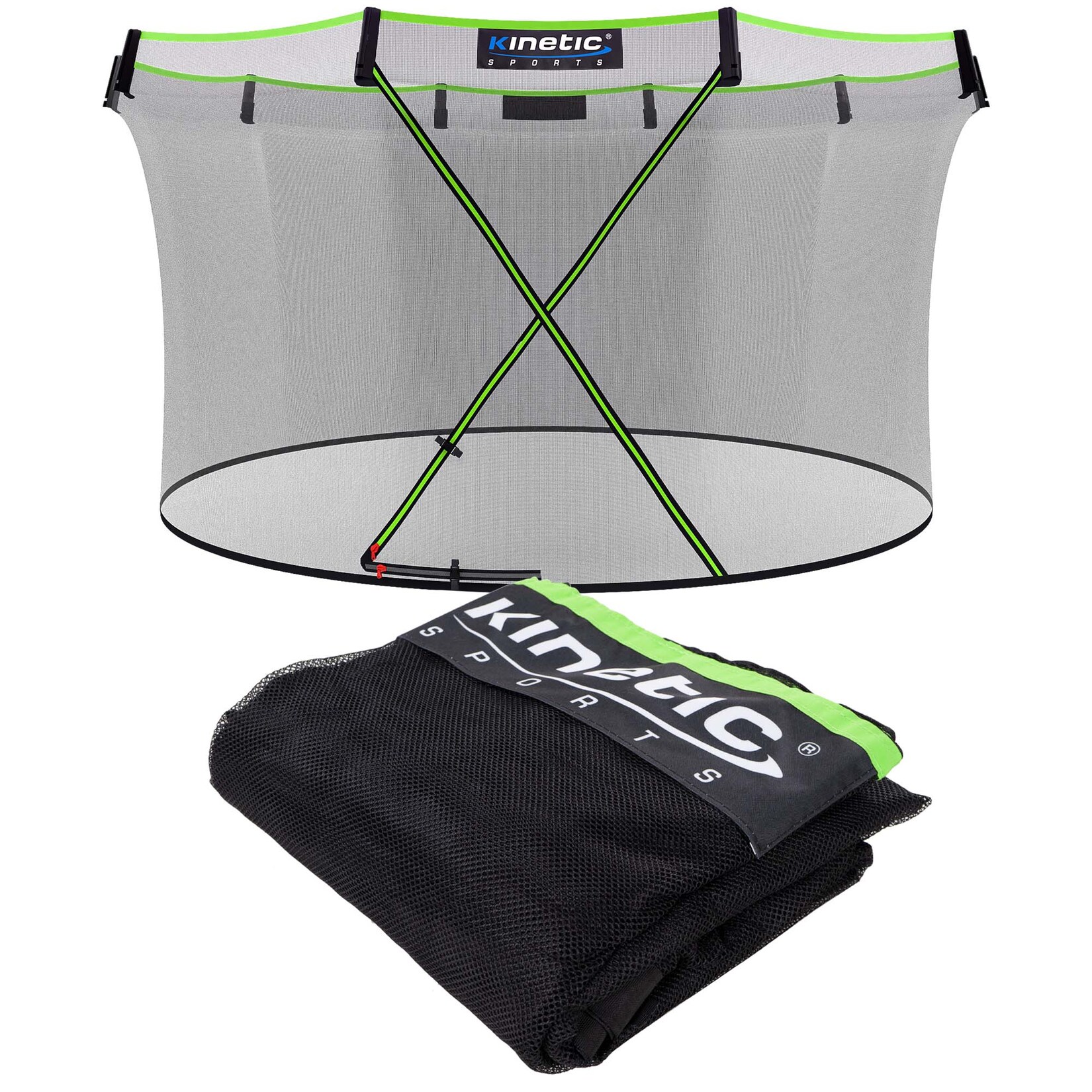 KINETIC SPORTS Trampolin Sicherheitsnetz für ULTIMATE PRO Gartentrampoline ø 244/305/366/427 cm - Mit Reißverschluss und Sicherheitsclips, UV beständig, Ersatznetz Fangnetz Schutznetz für Ø 366 cm Trampolin