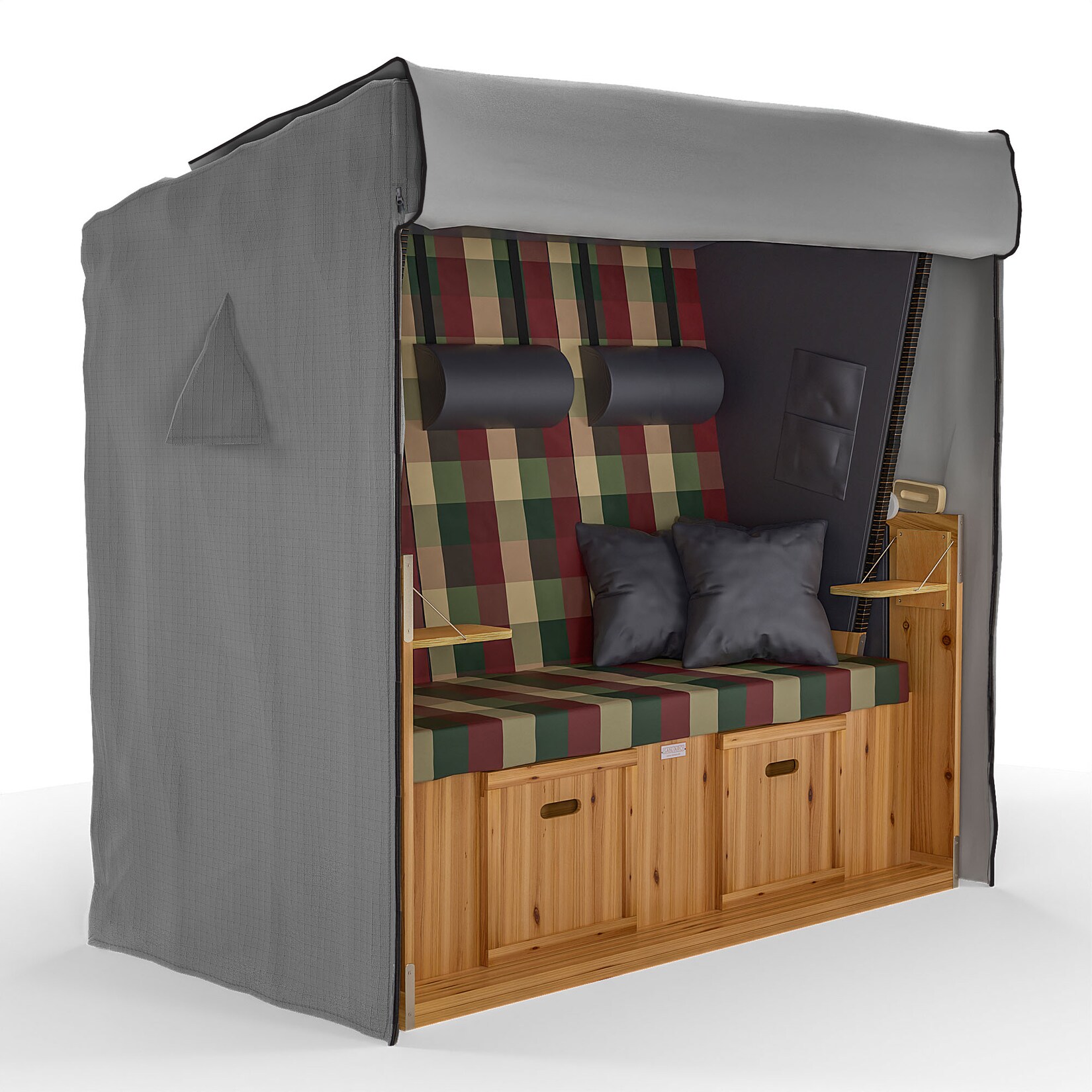 SANZARO Premium Strandkorb Abdeckung mit Ösen Strandkorbhülle   Grau 155 x 95 x 165 cm (BxTxH) | 04260694830628