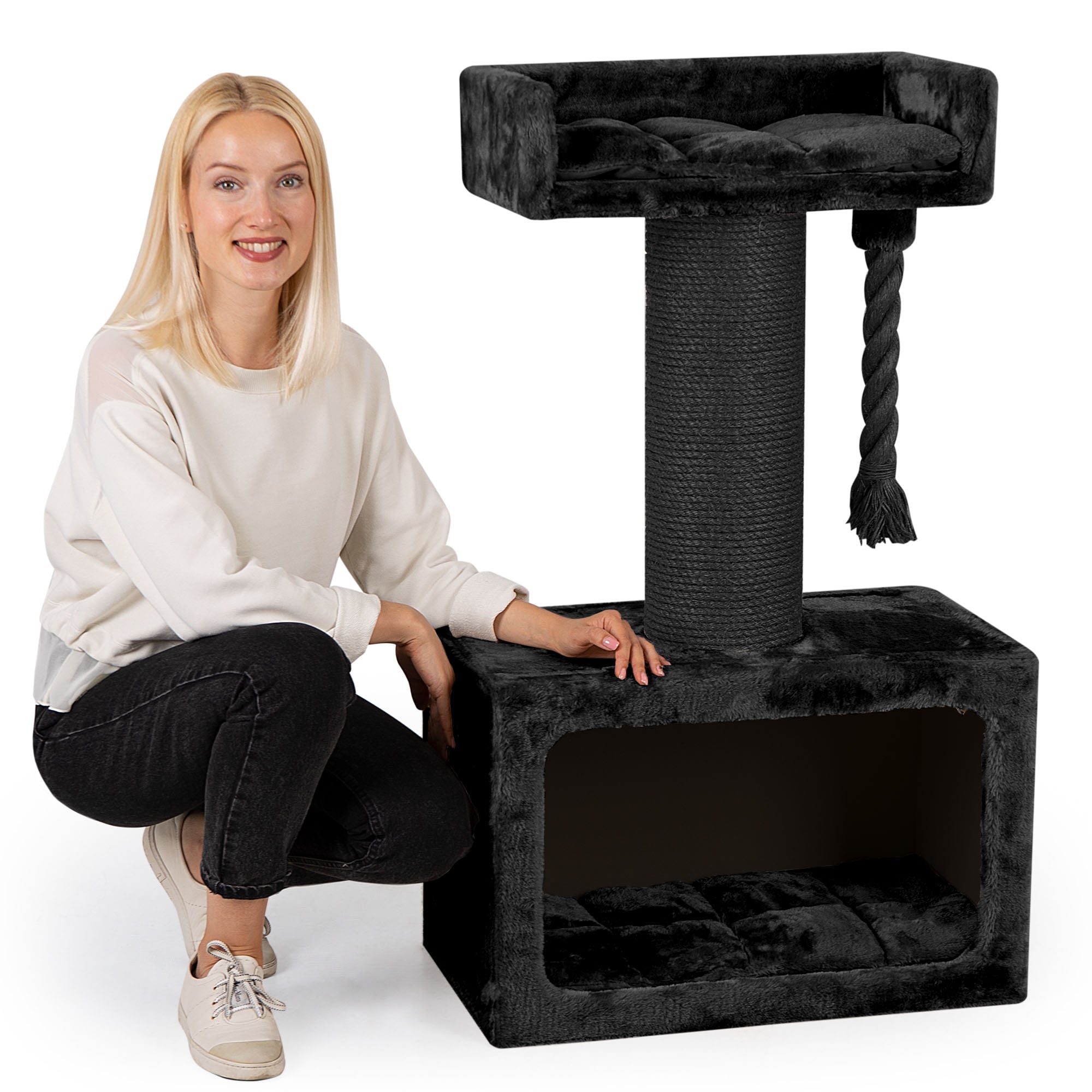 HAPPYPET Premium Kratzbaum Grosse Katzen Stabil Katzenbaum 103 cm | Anthrazit 103 cm - Bild 1