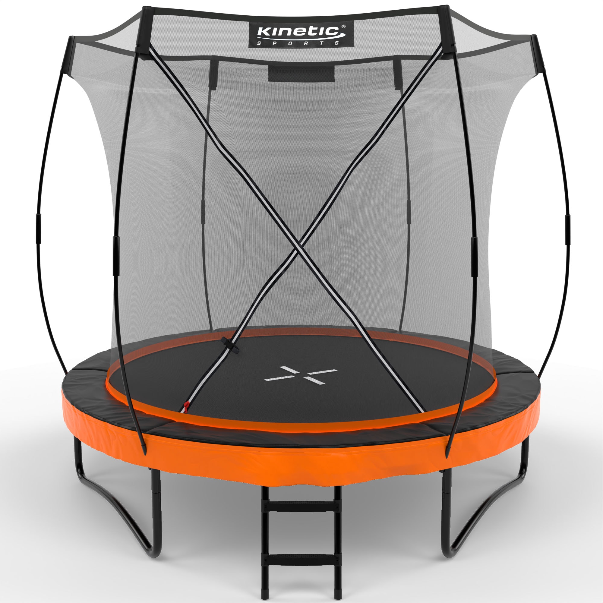 KINETIC SPORTS Trampolin Outdoor 'Ultimate Pro' &Oslash; 244/305/366/427 cm &ndash; Kindertrampolin mit Leiter, Gartentrampolin im K&uuml;rbis-Design, bis zu 160 kg | Sunset Orange &Oslash; 244 cm - Bild 1