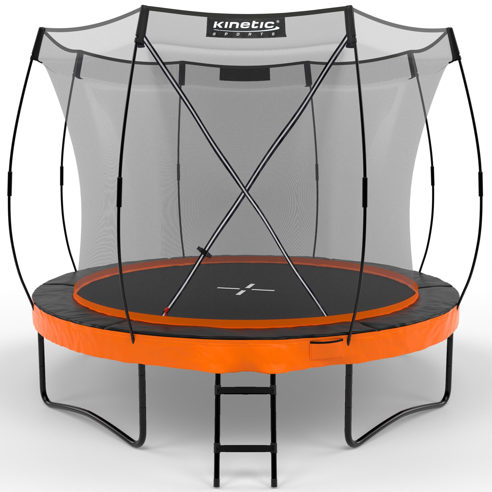 KINETIC SPORTS Trampolin Outdoor 'Ultimate Pro' Ø 244/305/366 cm, rundes Gartentrampolin mit Sicherheitsnetz, bis 120/150/160 kg Sunset Orange Ø 305 cm