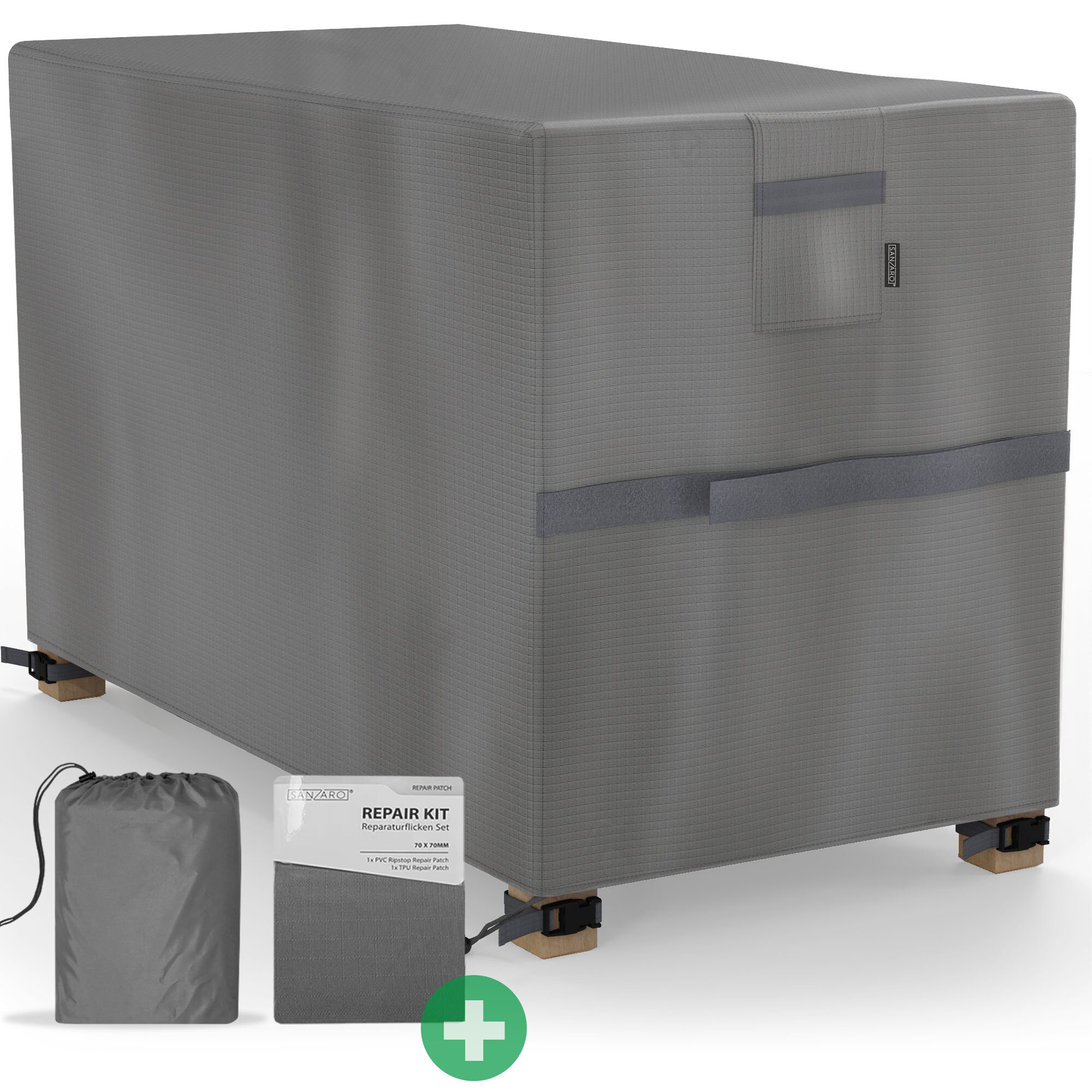 SANZARO Abdeckung Gartenm&ouml;bel Winterfest - 600D Oxford mit RipStop-Technologie, Schwerlast 320g, Rei&szlig;fest & UV-Best&auml;ndig, Schutzh&uuml;lle f&uuml;r Gartentisch Sitzgruppe Balkonm&ouml;bel - 120x120x70cm |  123 x 61 x 70 cm123 x 61 x 70 cm (BxTxH) - Bild 1