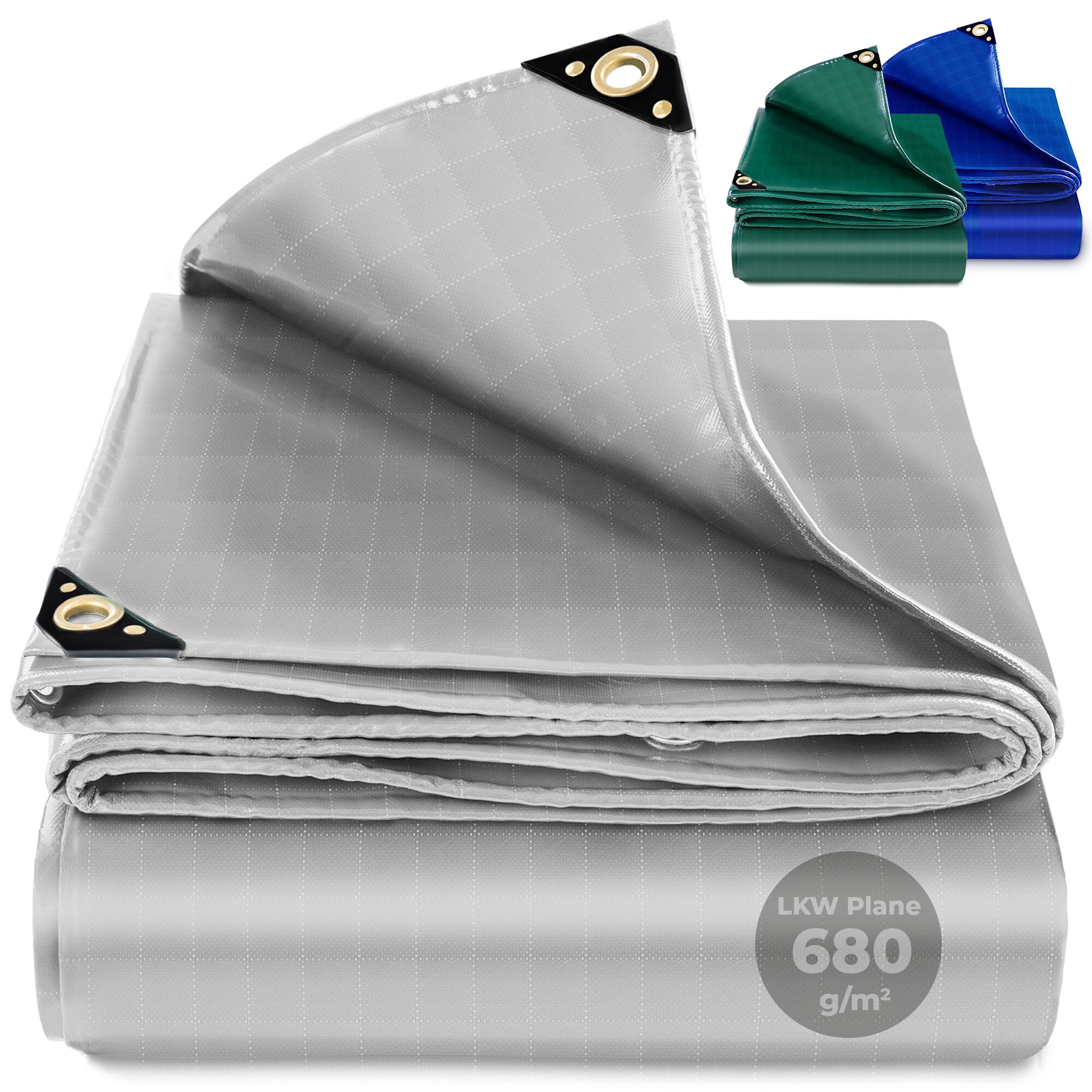 ROTFUCHS Premium Abdeckplane mit &Ouml;sen 300 x 200 cm, 6m&sup2; - 700 g/m&sup2; PVC RipStop-Gewebe Rei&szlig;fest & Wasserdicht | Universell f&uuml;r Pool, LKW, Holz Gartenm&ouml;bel | Abdeckung, Gewebeplane | Grau 300 x 200 cm - Bild 1