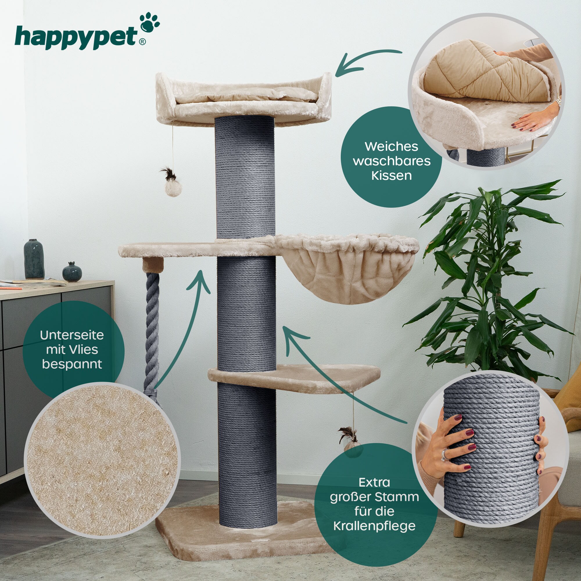 kratzbume stabil Naturkratzbaum C0055 Kratzbaum Natur Holz Design 180 cm hoch Katzenbau   DIWORO