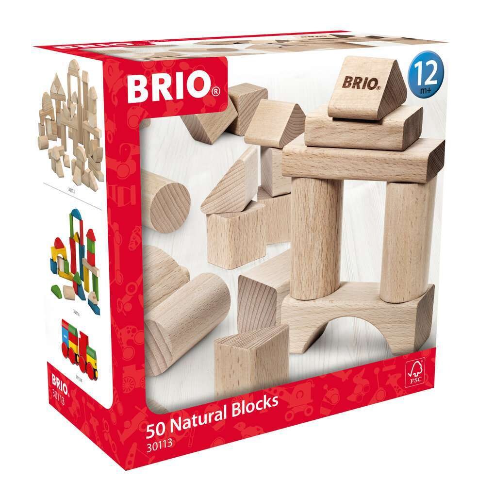 BRIO Spiel Natur Holzbausteine, 50 Teile | 07312350301137