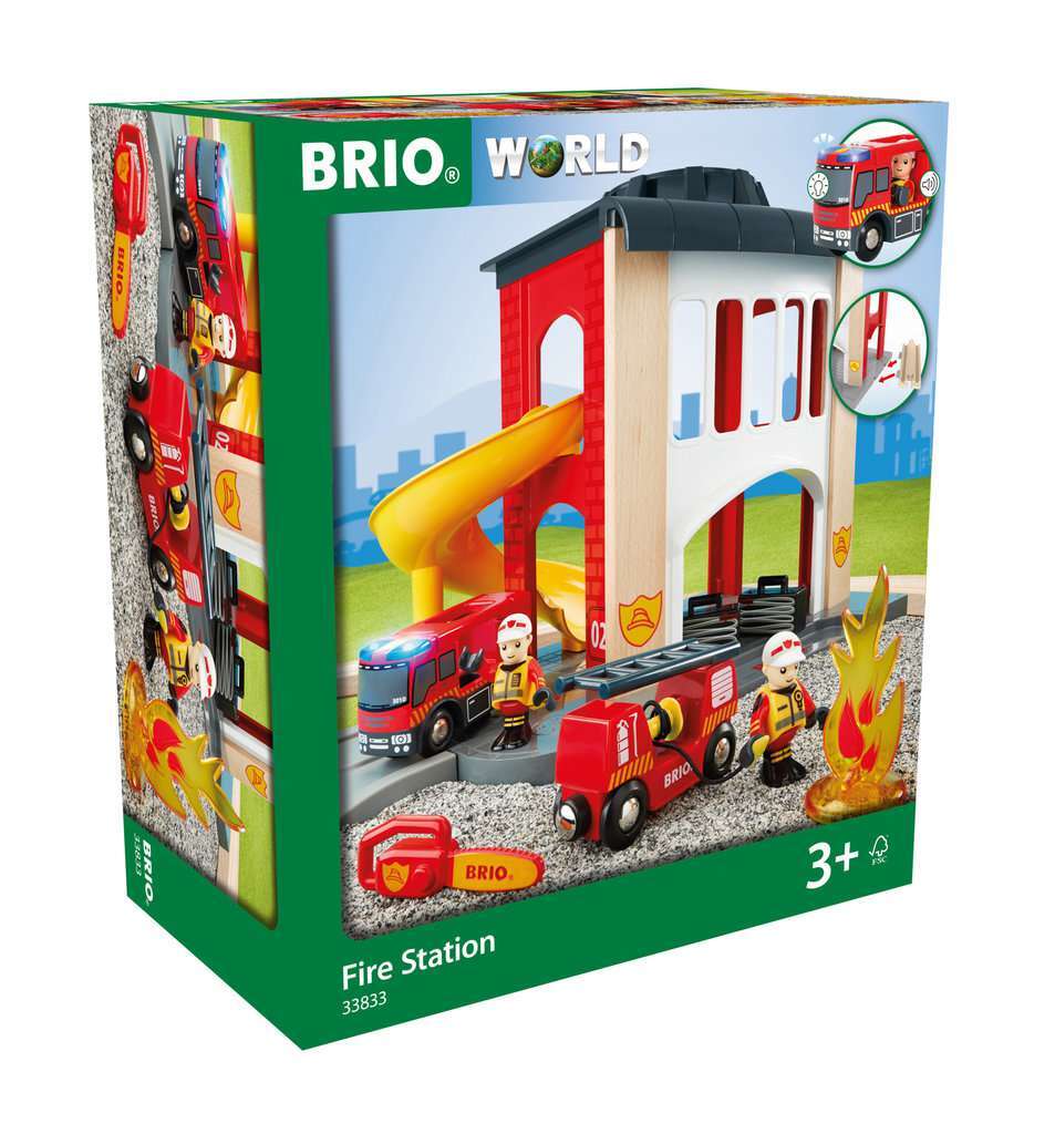 BRIO Spiel Gro&szlig;e Feuerwehr-Station mit Einsatzfahrzeug - Bild 1