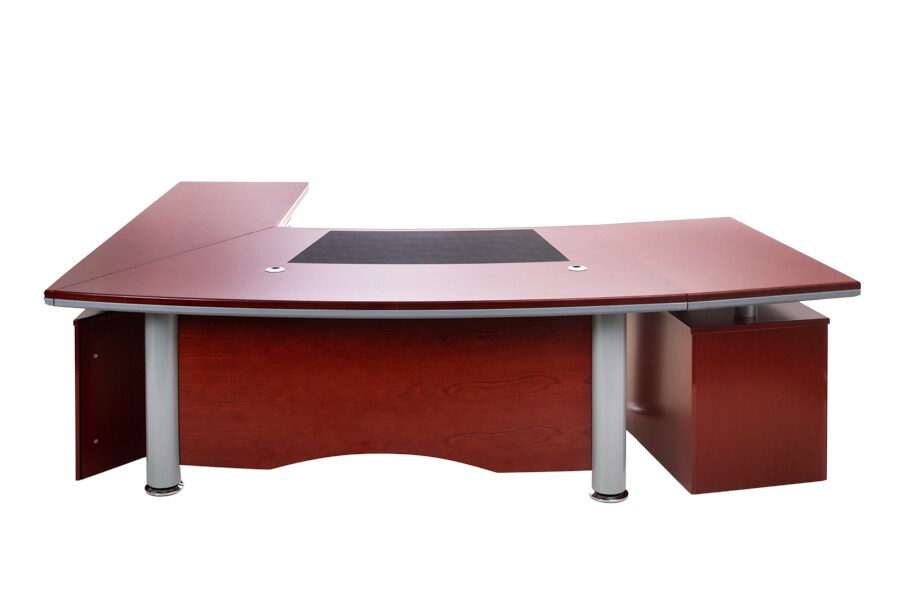 B&uuml;rom&ouml;bel Chef Schreibtisch Managerschreibtisch B&uuml;roschreibtisch BERLIN rechts Kirsch 2,6x1,8x0,76 m - Bild 1