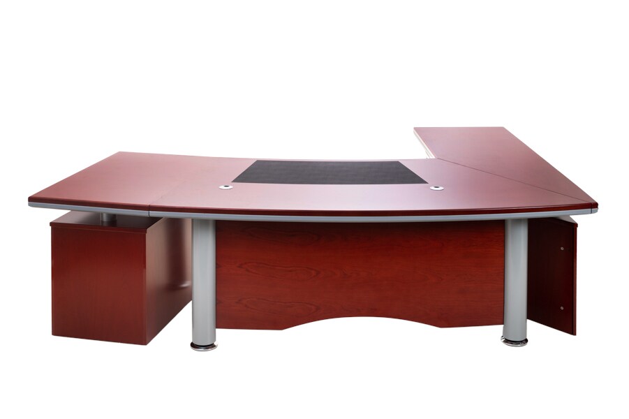 B&uuml;rom&ouml;bel Chef Schreibtisch Managerschreibtisch B&uuml;roschreibtisch BERLIN links Kirsch 2,6x1,8x0,76m - Bild 1