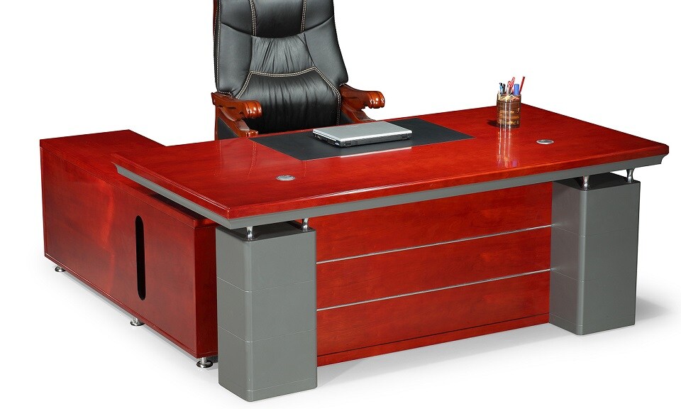 Büromöbel Chef Schreibtisch Managerschreibtisch Büroschreibtisch EDISON rechts Kirsch 2.0x1,0x0,76 m