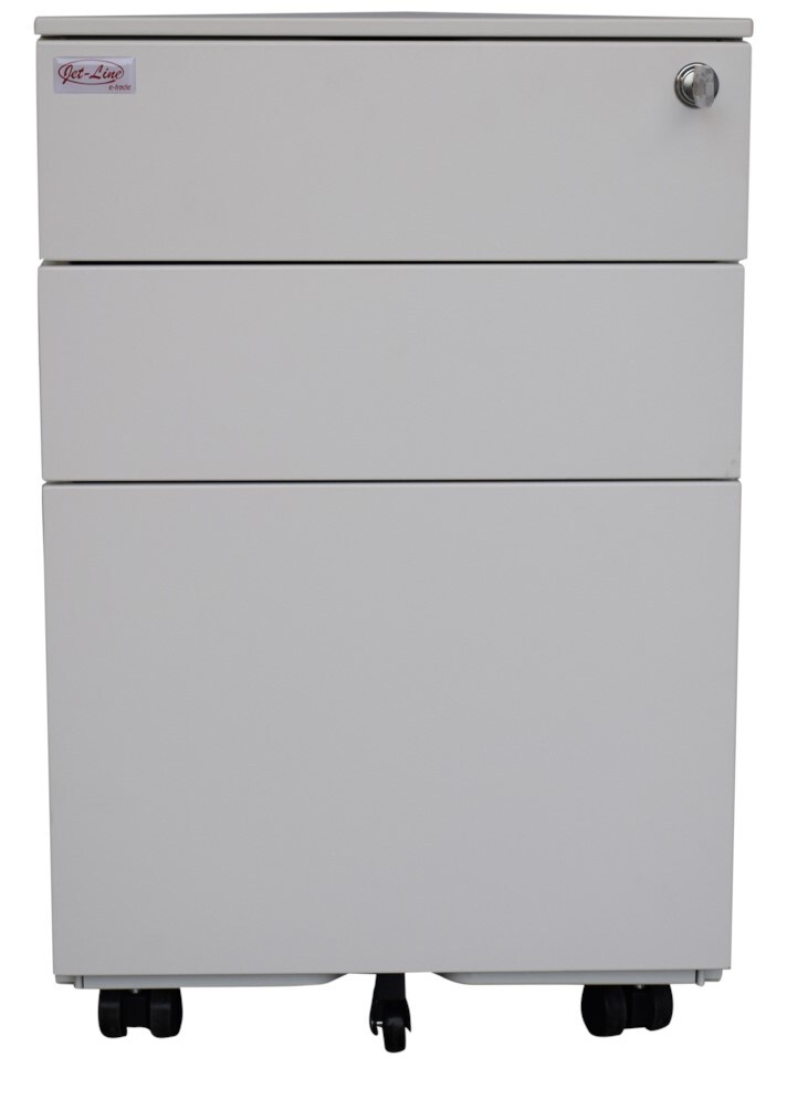 Rollcontainer weiss 3 Schubladen abschlie&szlig;bar Metall - Bild 1