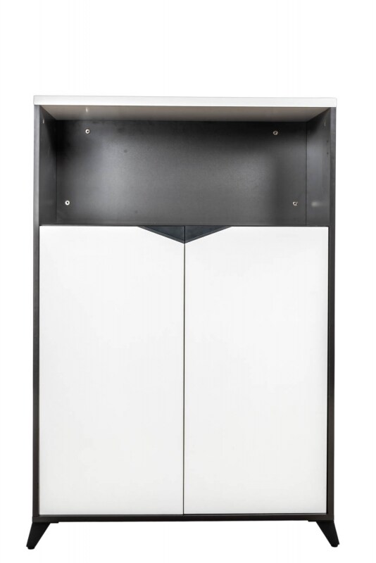 B&uuml;rom&ouml;bel B&uuml;ro Schrank Aktenschrank CLAUDIO wei&szlig;-schwarz 80x40 x120 cm B&uuml;ro Homeoffice Arbeitszimmer - Bild 1