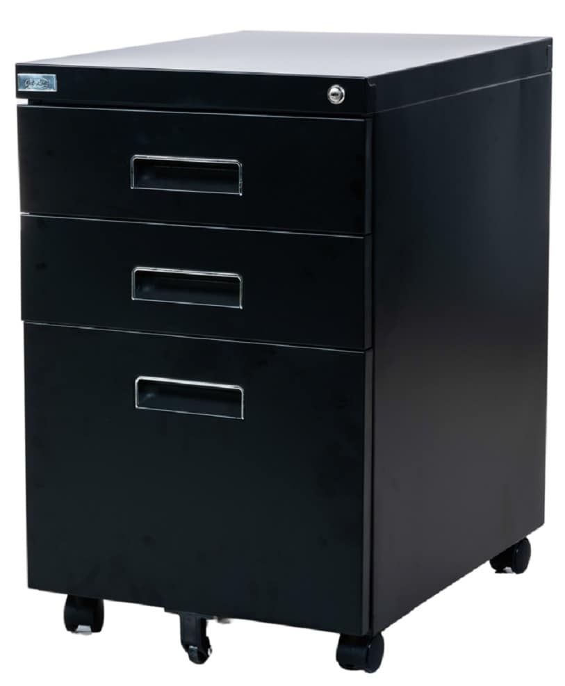 Rollcontainer mit 3 Schubladen H&auml;ngeregistratur abschliessbar schwarz Rollschrank - Bild 1