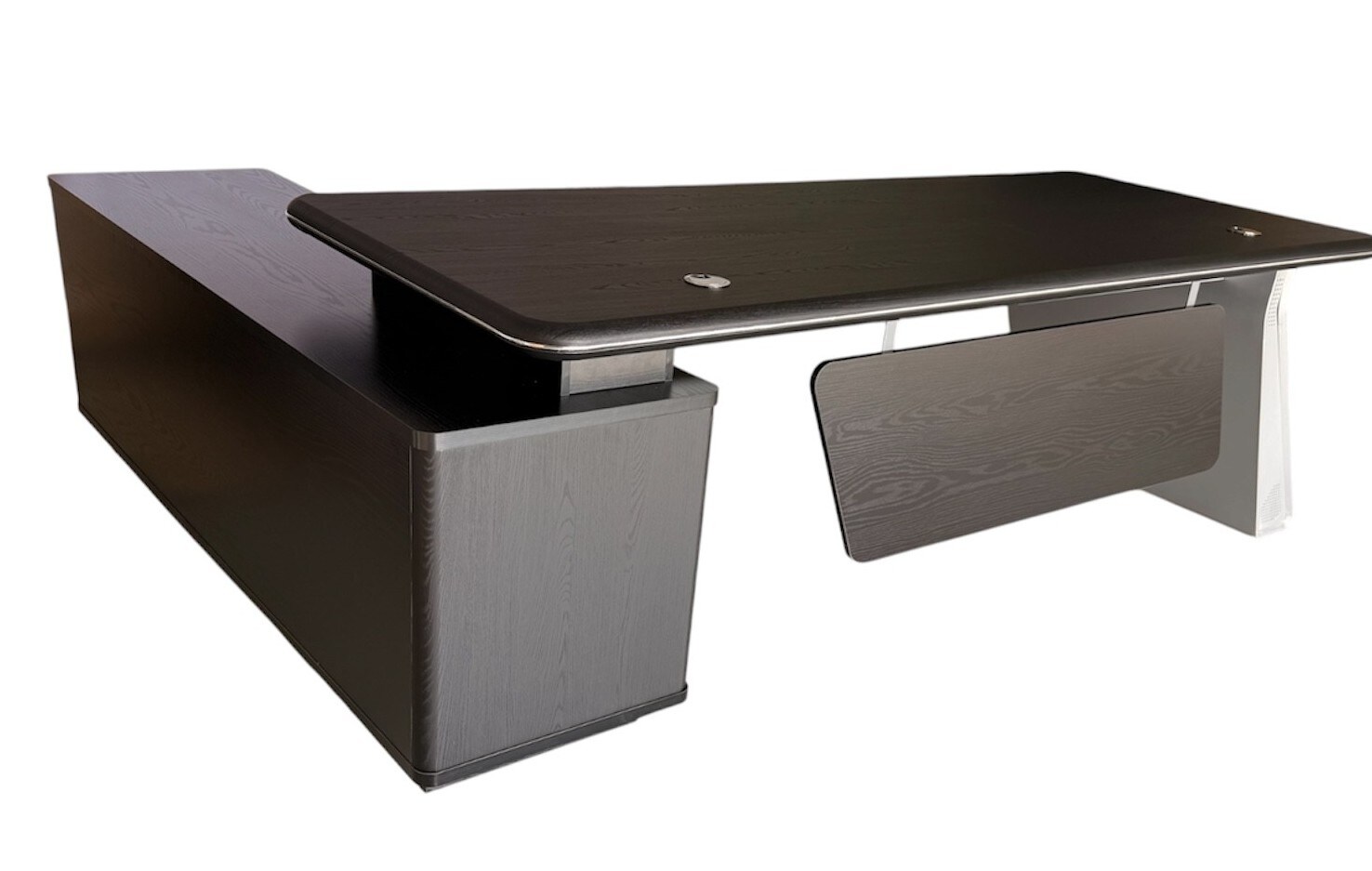 Chef Schreibtisch Eckschreibtisch Porto rechts schwarz 220x180x75 Büromöbel