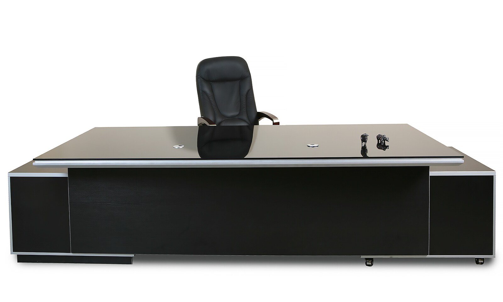 B&uuml;rom&ouml;bel Chef Schreibtisch Managerschreibtisch B&uuml;roschreibtisch KEHL schwarz XXL 245x105x75 cm - Bild 1