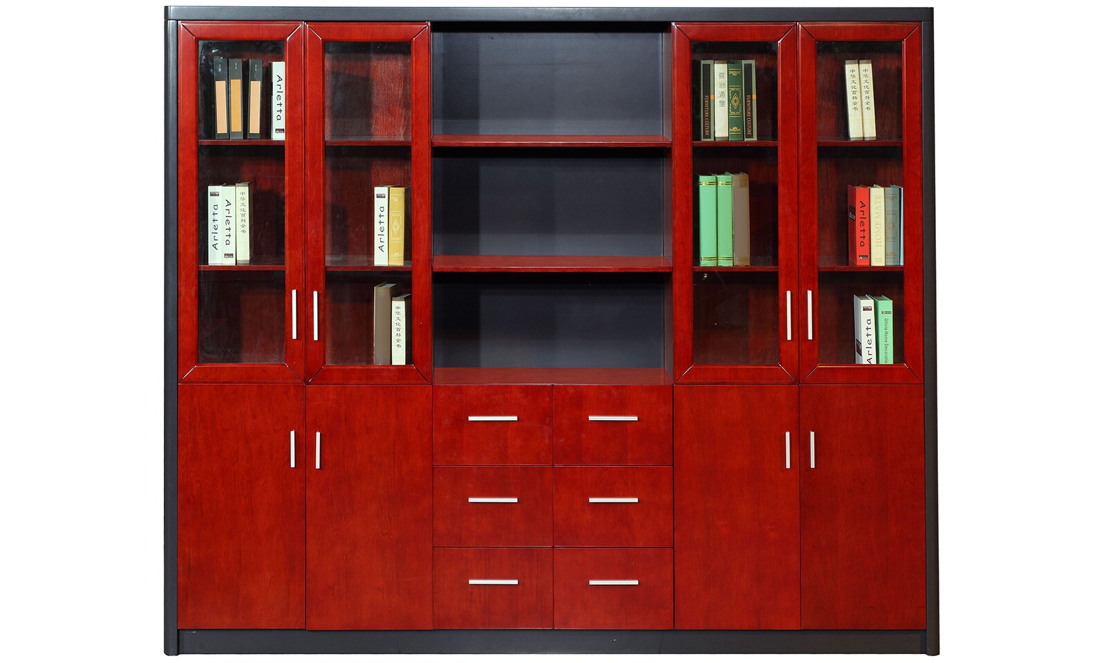 B&uuml;rom&ouml;bel B&uuml;ro Schrank Aktenschrank BLOOMFIELD Kirsch 2x4x2,4m B&uuml;ro Homeoffice Arbeitszimmer - Bild 1