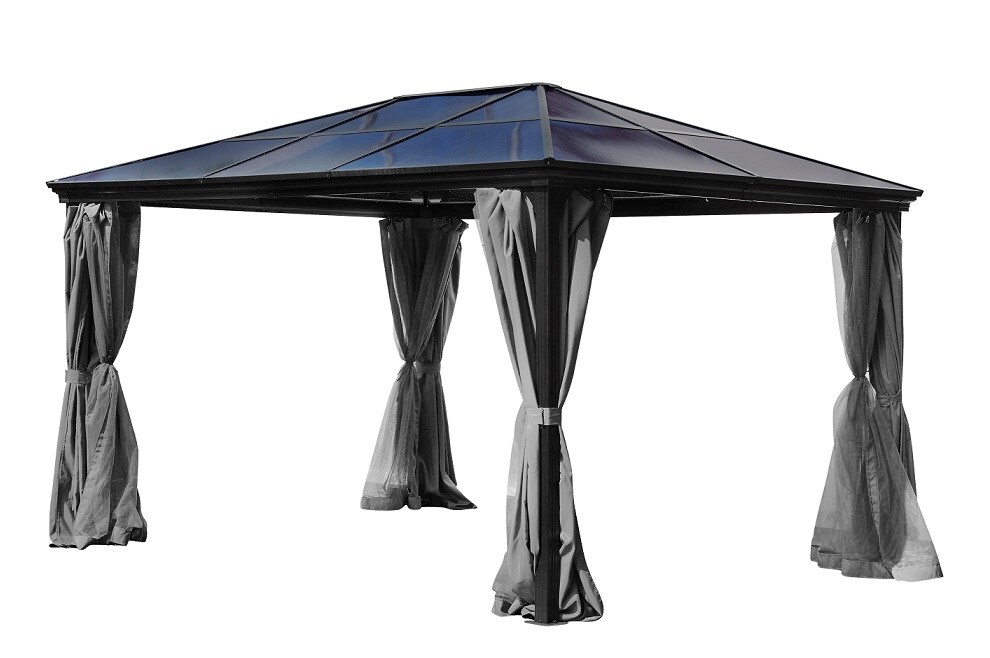 Pavillon Gartenpavillon 3×4 Taneo anthrazit aus Aluminium mit festem Dach UV-Schutz Sonnenschutz | 04260620356222