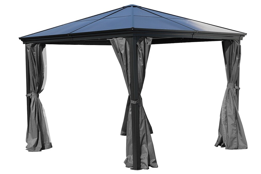 Garten Pavillion  Pergola Suez anthrazit aus Aluminium mit festem Dach - Bild 1