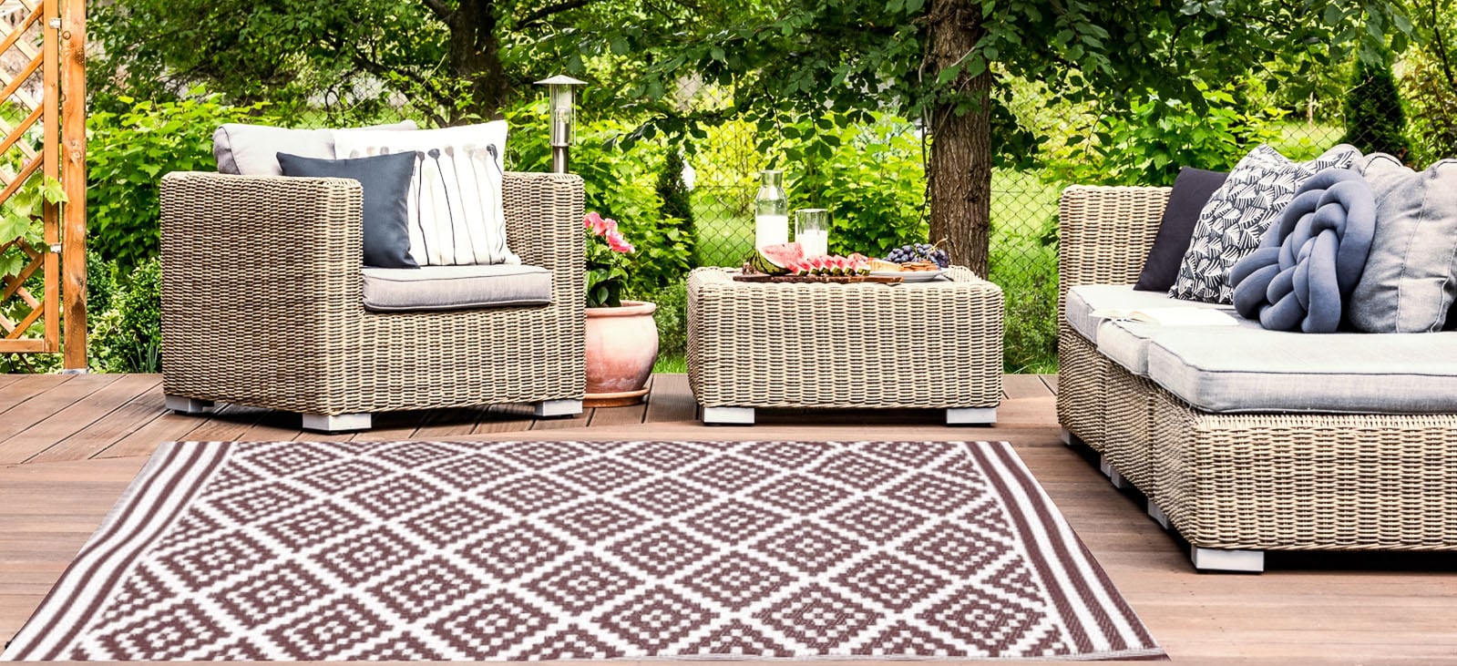 Garten Teppich Outdoor Kunststoffteppich AUSTIN braun 120 x 180 cm Balkon Terrasse - Bild 1