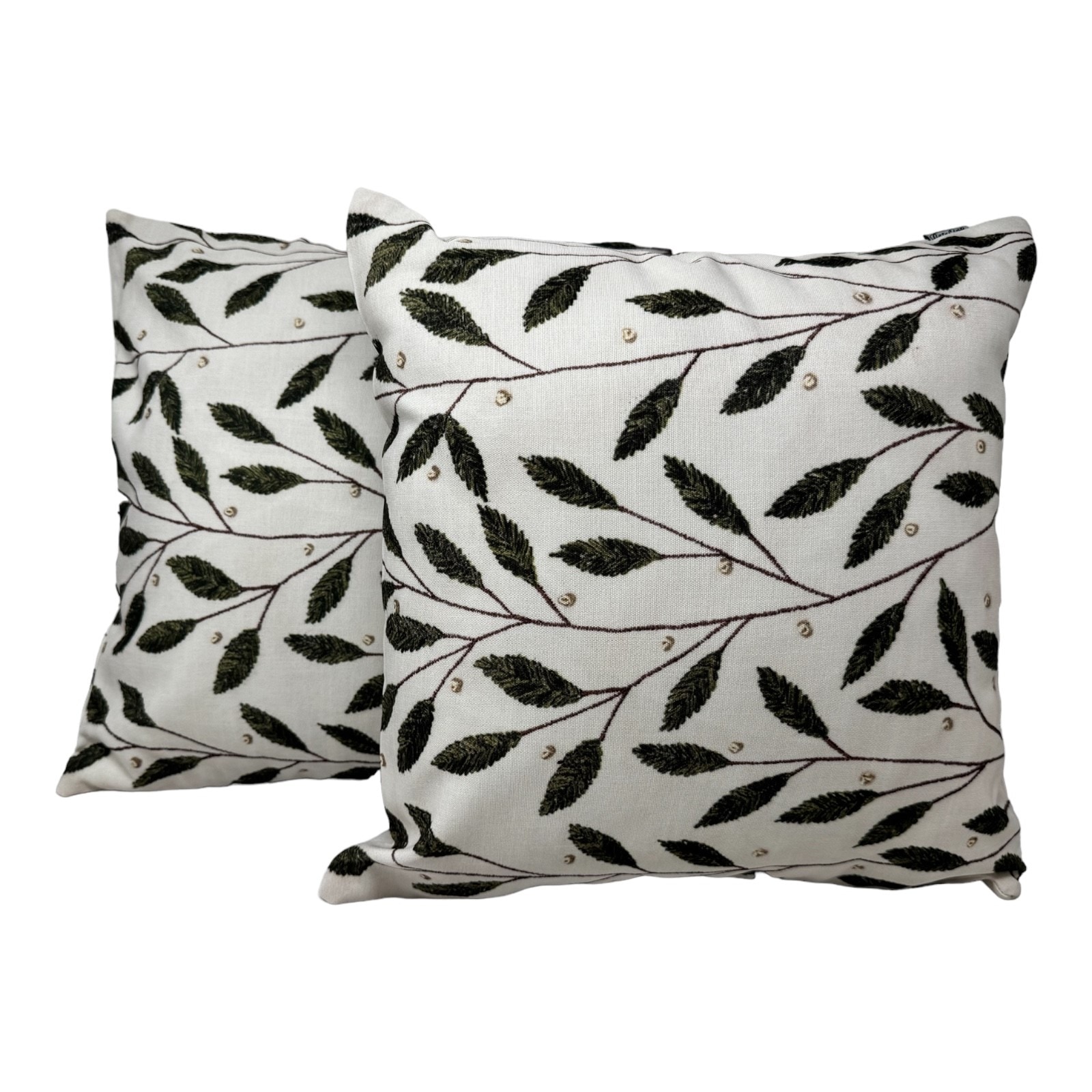 2-er Deko Kissen Set Sofakissen Oliven Bl&auml;tter 40x40 cm f&uuml;r In- und Outdoor mit F&uuml;llung - Bild 1