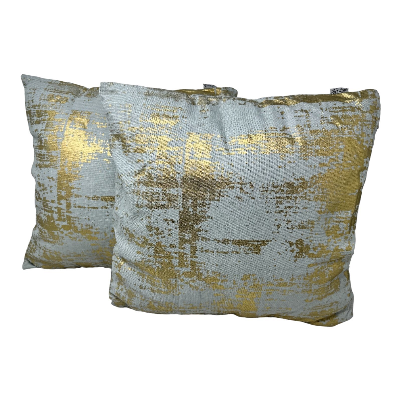 2-er Deko Kissen Set Grau Gold 40×40 cm Sofakissen für Indoor mit Füllung | 04262456960260