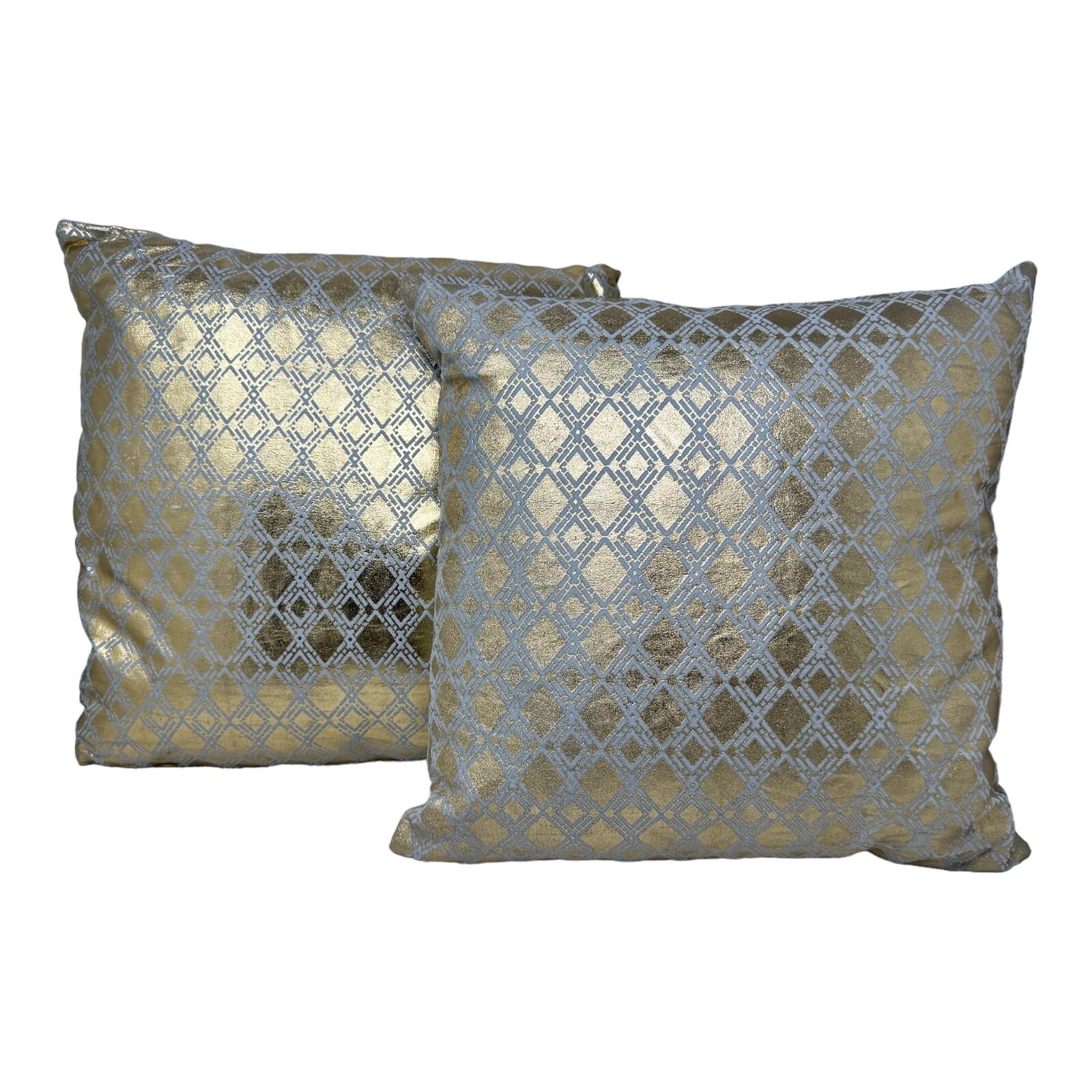 2-er Deko Zier Kissen Set Raute Gold 40×40 cm Sofakissen für Indoor mit Füllung | 04262456960277