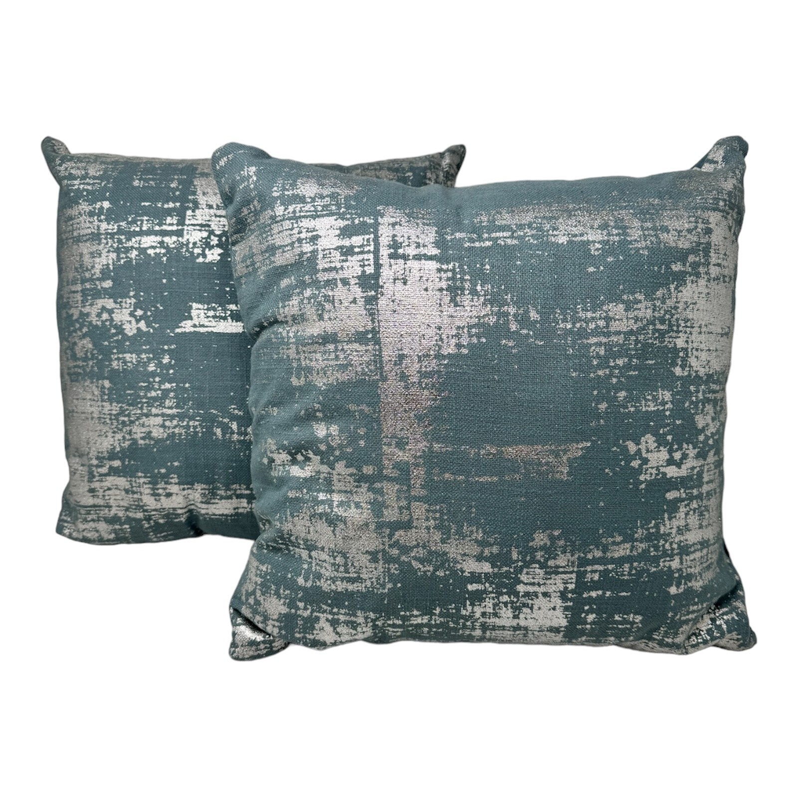 Jet-Line&reg; 2-er Set Deko Kissen Petrol - Silber 40x40 cm Sofakissen Indoor mit F&uuml;llung - Bild 1