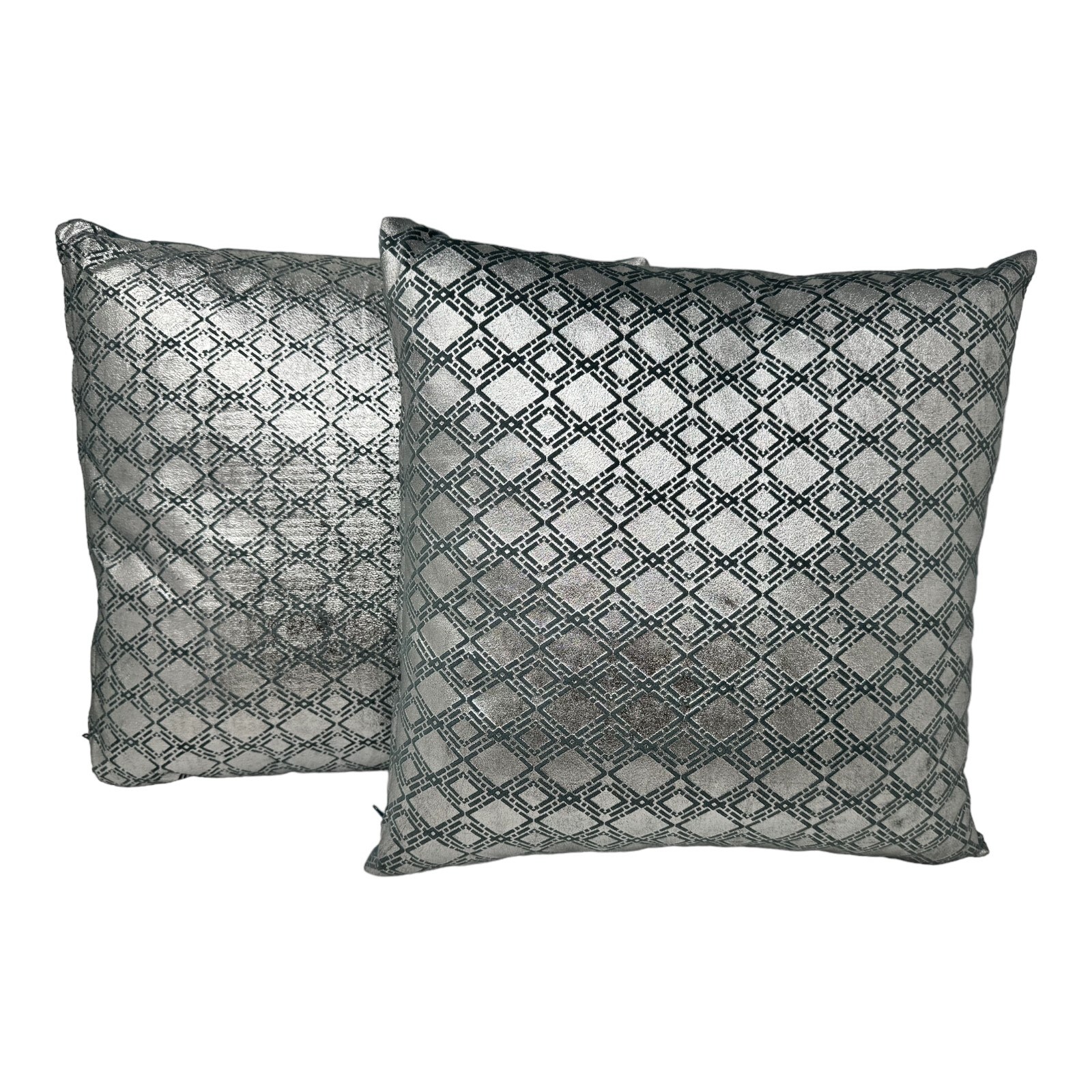 Jet-Line® 2-er Set Dekokissen Raute Petrol/Silber 40×40 cm Indoor Zierkissen mit Füllung Indoor | 04262456960697