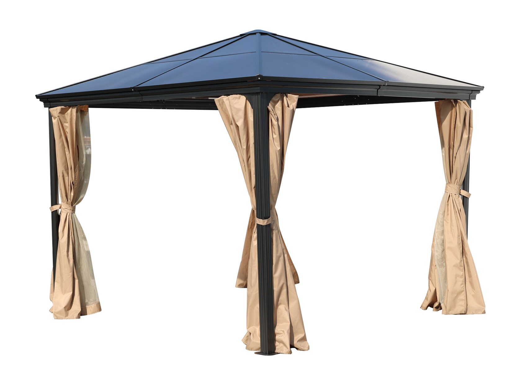 Garten Pavillion  Pergola Suez II 3x3m braun aus Aluminium mit festem Dach | 04262456960642