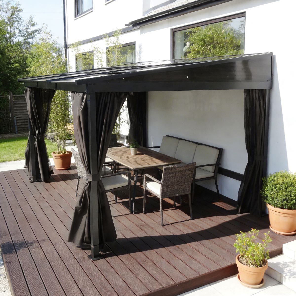 Pavillon Gartenpavillon 3x3,6m Karoom anthrazit aus Aluminium Schiebedach - Bild 1