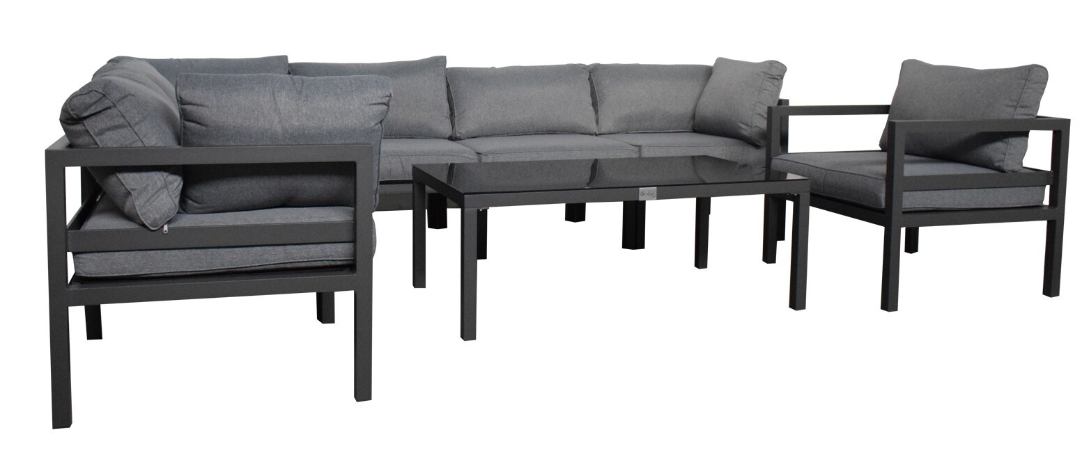 KRETA XXL Aluminium Gartenmöbel-Set in Hellgrau ? Stilvolle Ecklounge